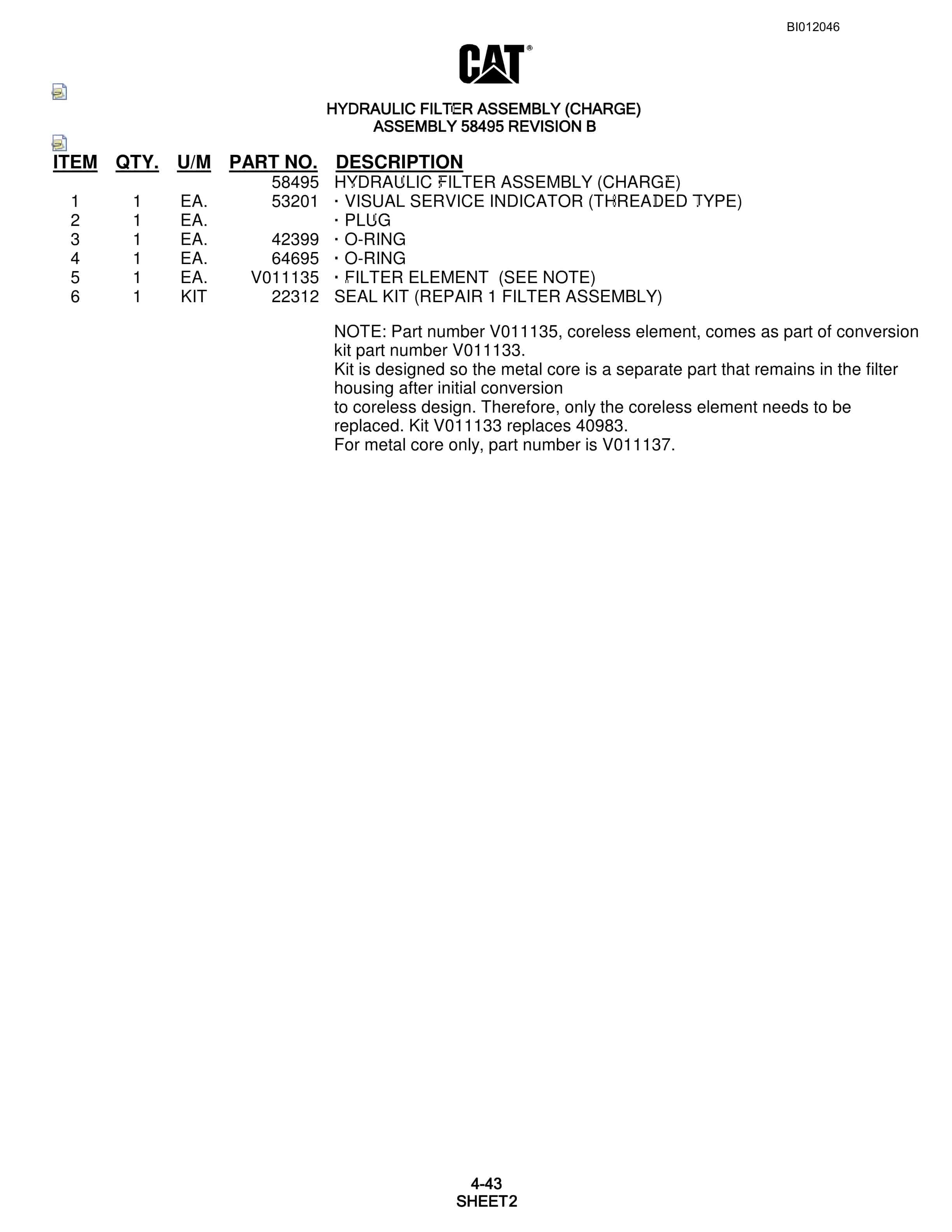 Caterpillar MD6290 Rotary Blasthole Drill Parts Manual BI012046-2