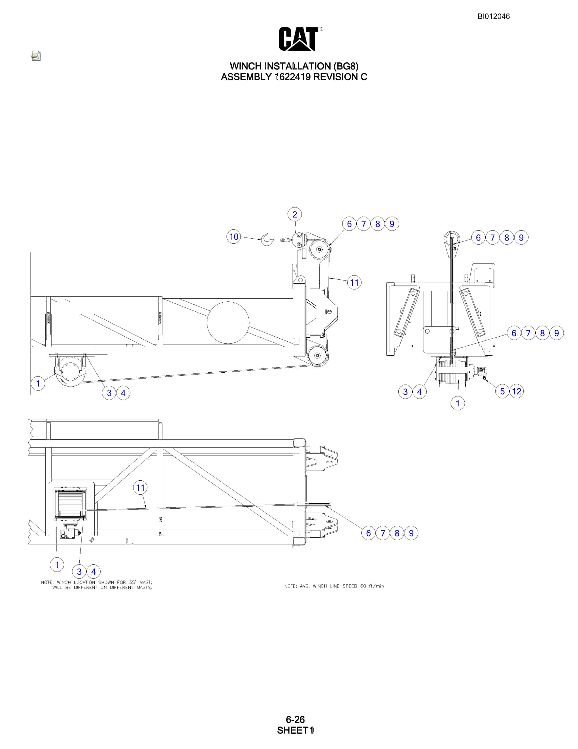 Caterpillar MD6290 Rotary Blasthole Drill Parts Manual BI012046-3