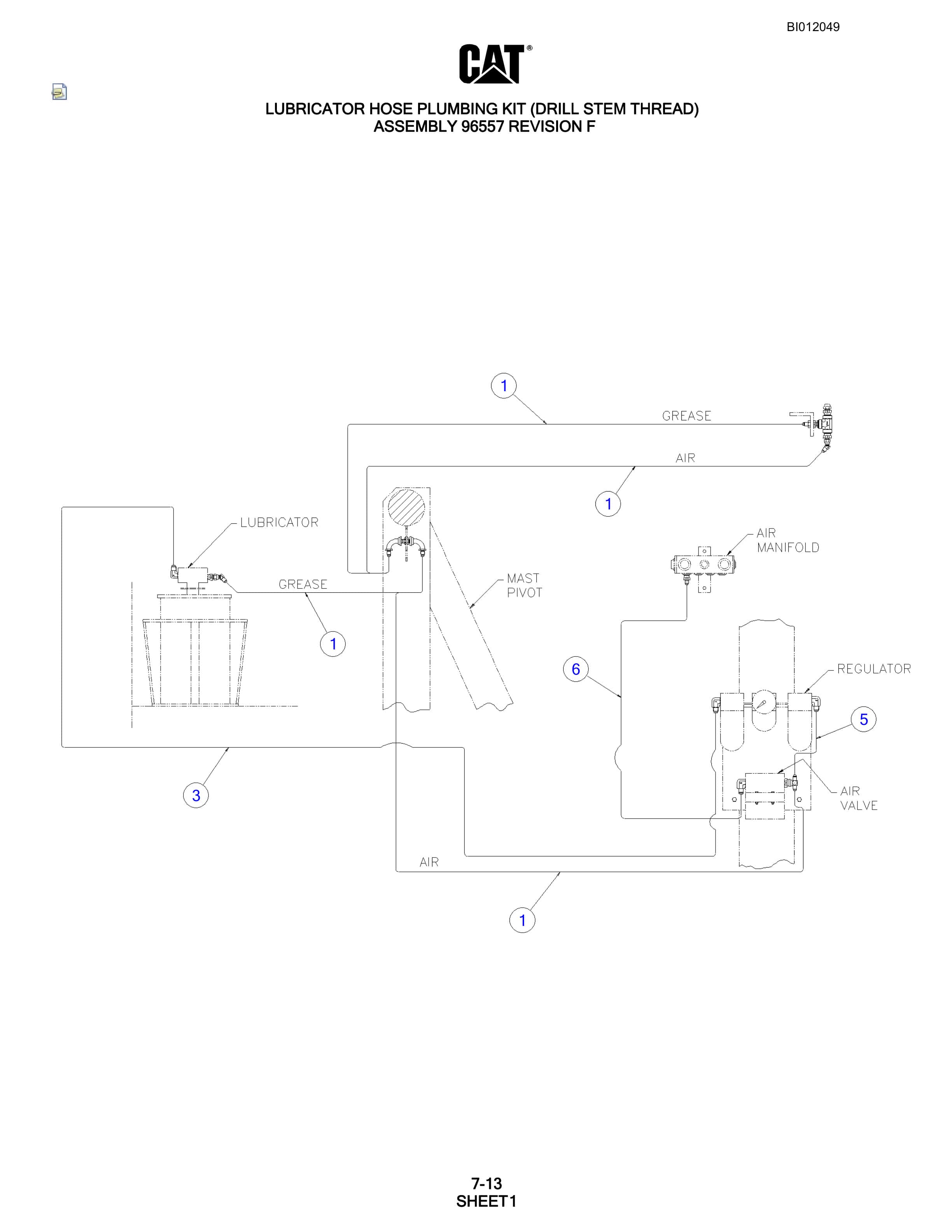 Caterpillar MD6290 Rotary Blasthole Drill Parts Manual BI012049-4