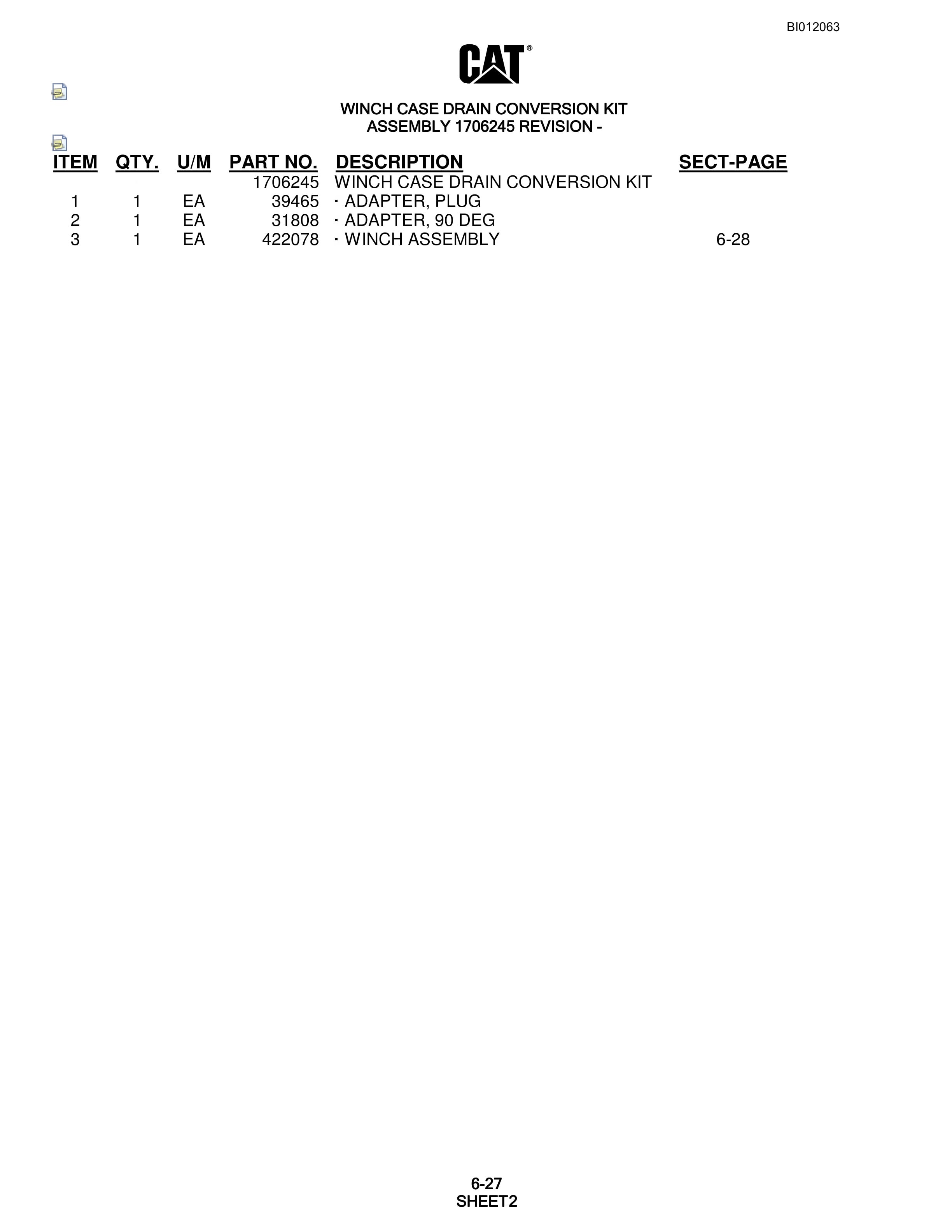 Caterpillar MD6290 Rotary Blasthole Drill Parts Manual BI012063-3