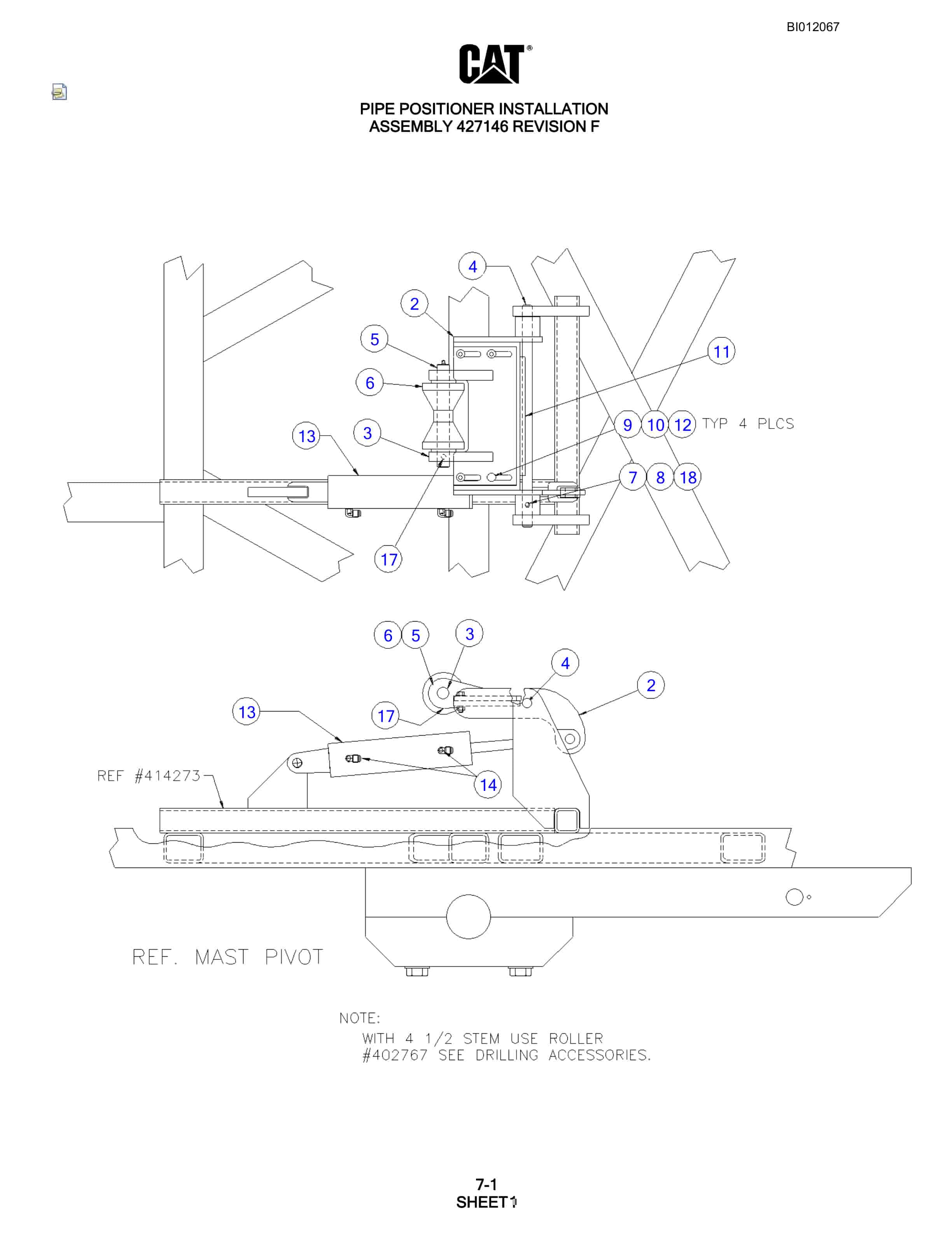 Caterpillar MD6290 Rotary Blasthole Drill Parts Manual BI012067-3