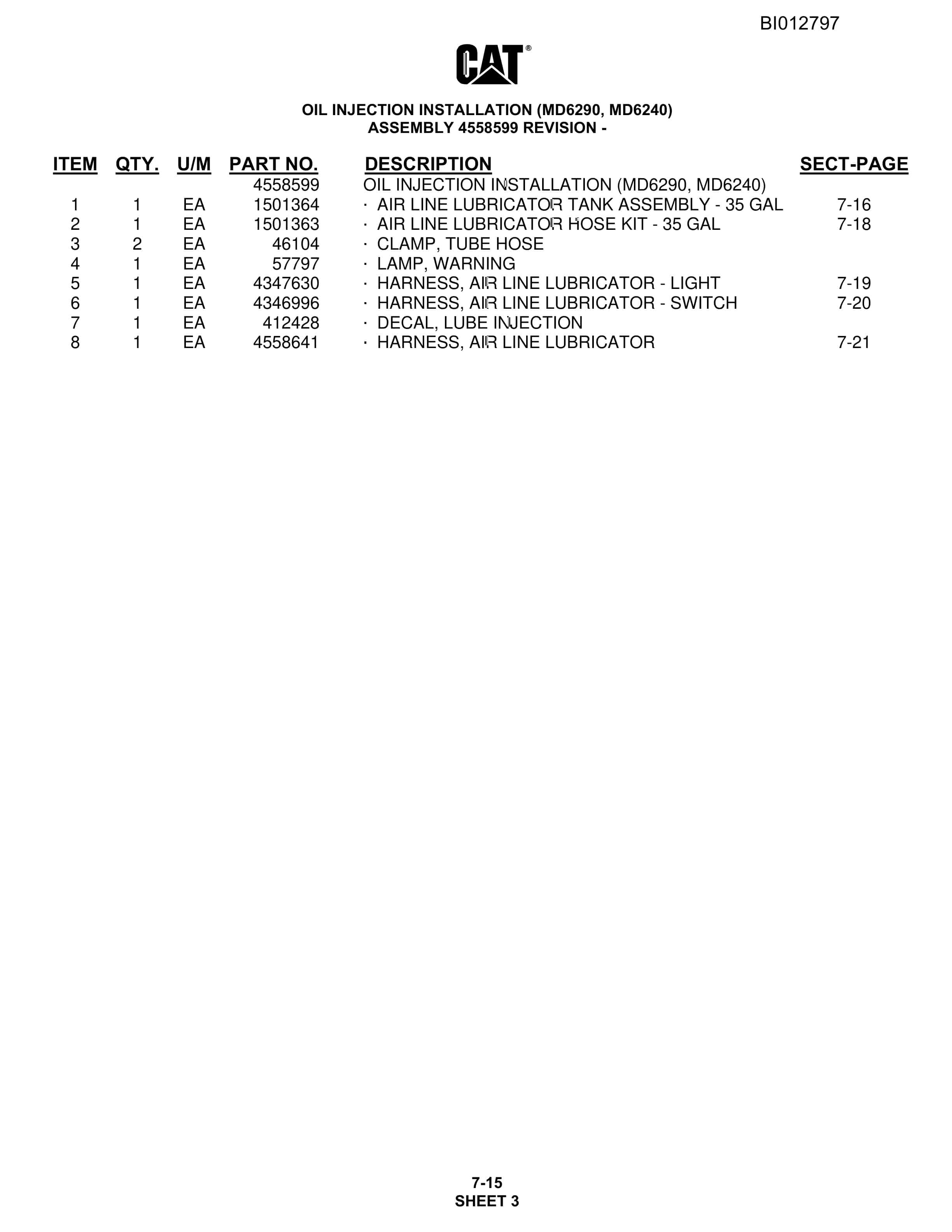 Caterpillar MD6290 Rotary Blasthole Drill Parts Manual BI012797 3 Caterpillar MD6290 Rotary Blasthole Drill Parts Manual BI012797 - Image 3