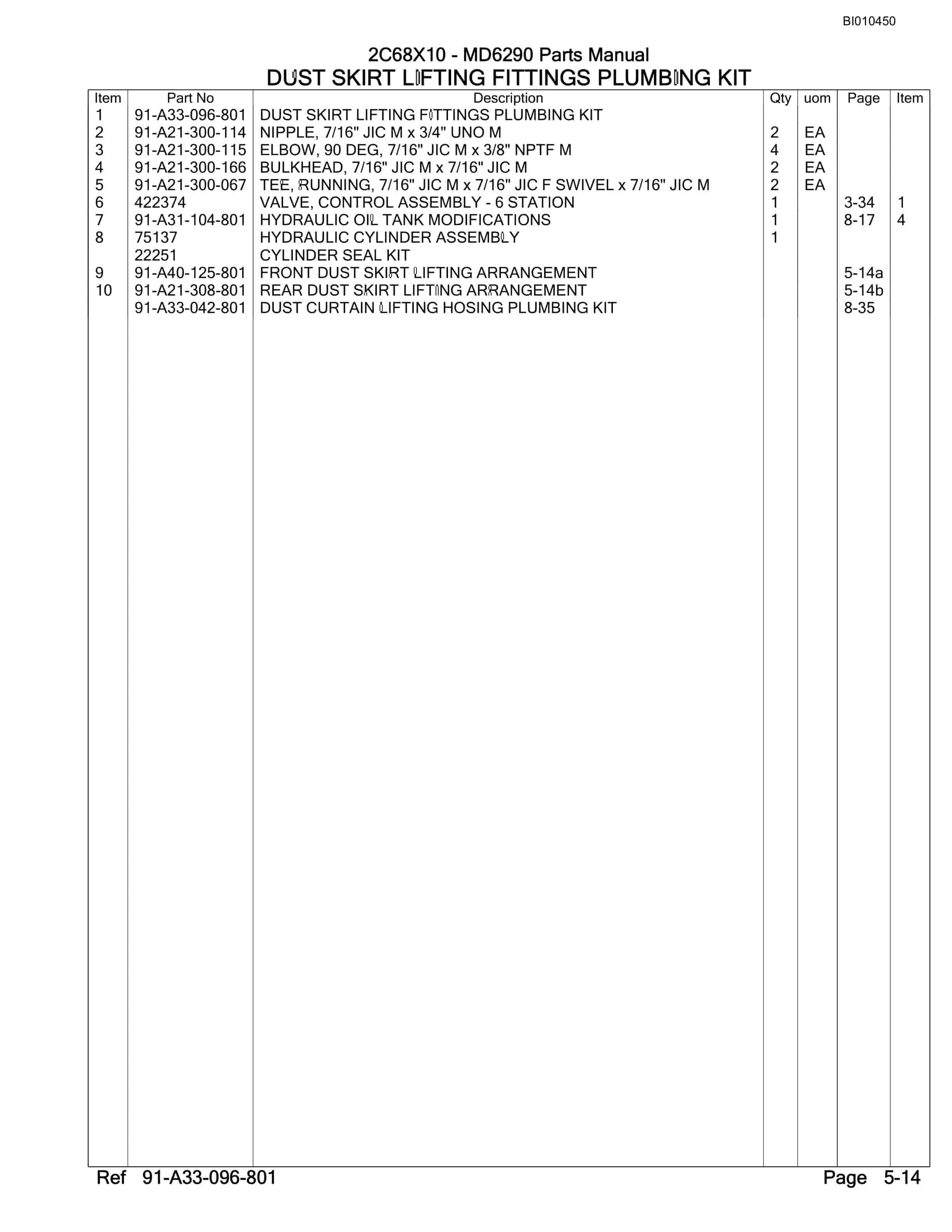 Caterpillar MD6290 Rotary Drill Parts Manual BI010450-2