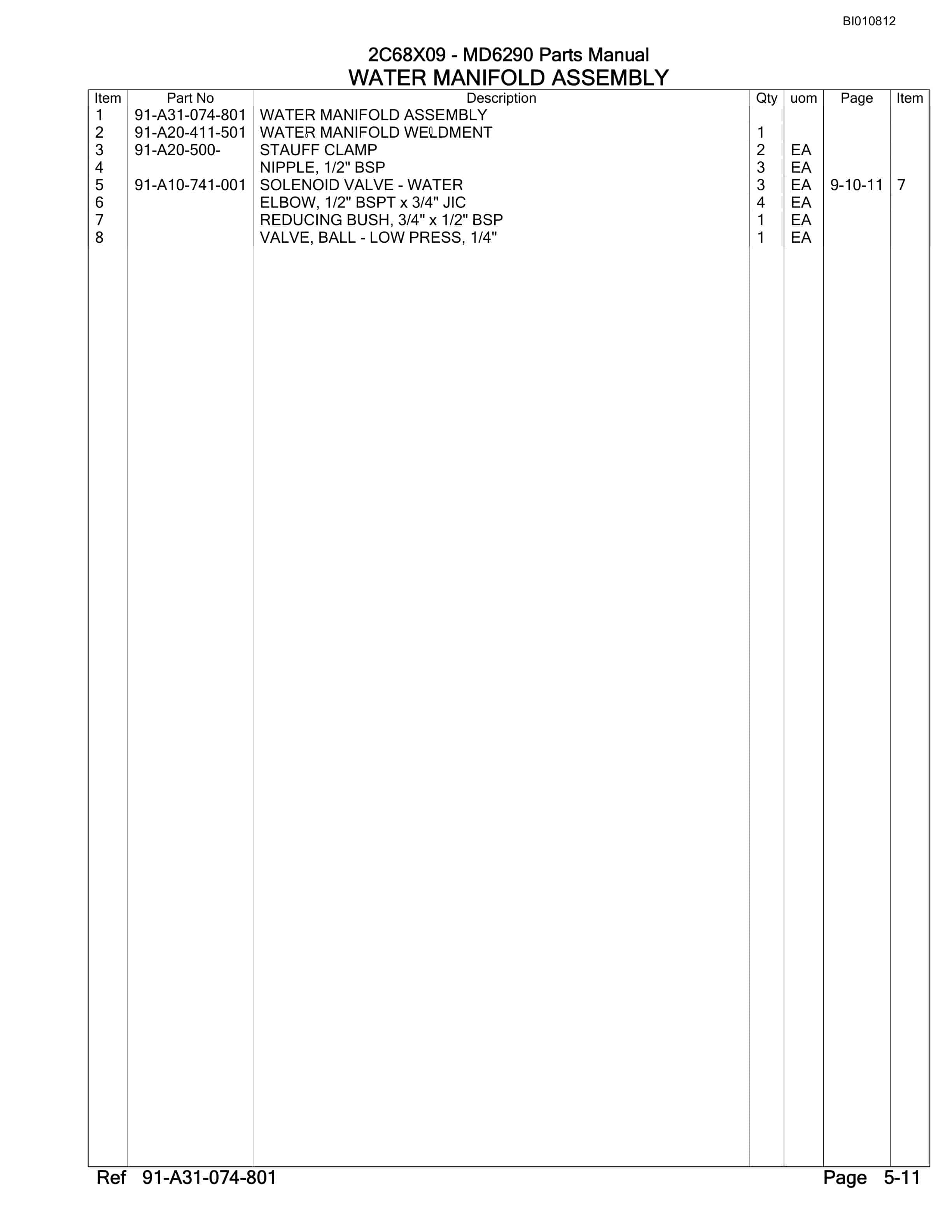 Caterpillar MD6290 Rotary Drill Parts Manual BI010812-2