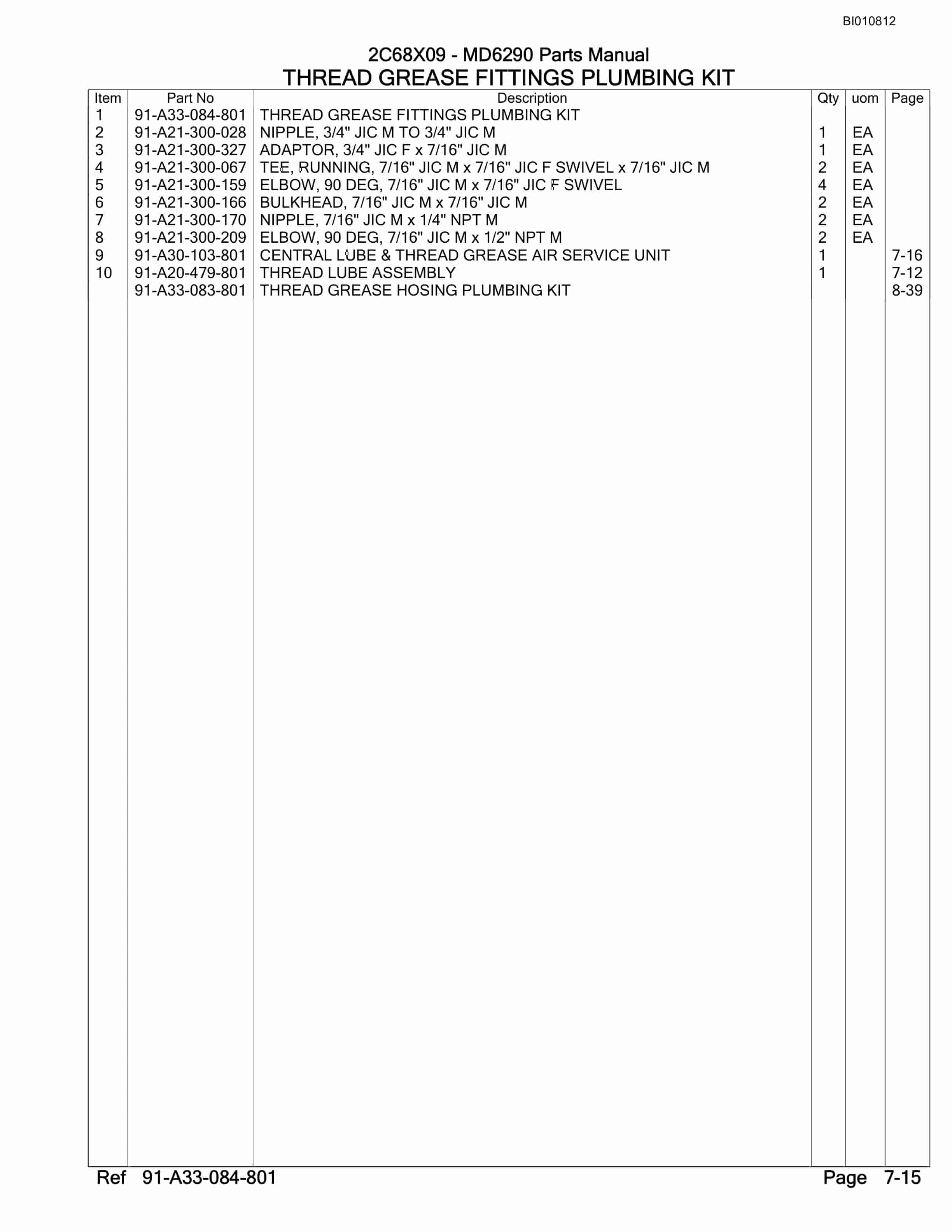 Caterpillar MD6290 Rotary Drill Parts Manual BI010812-3