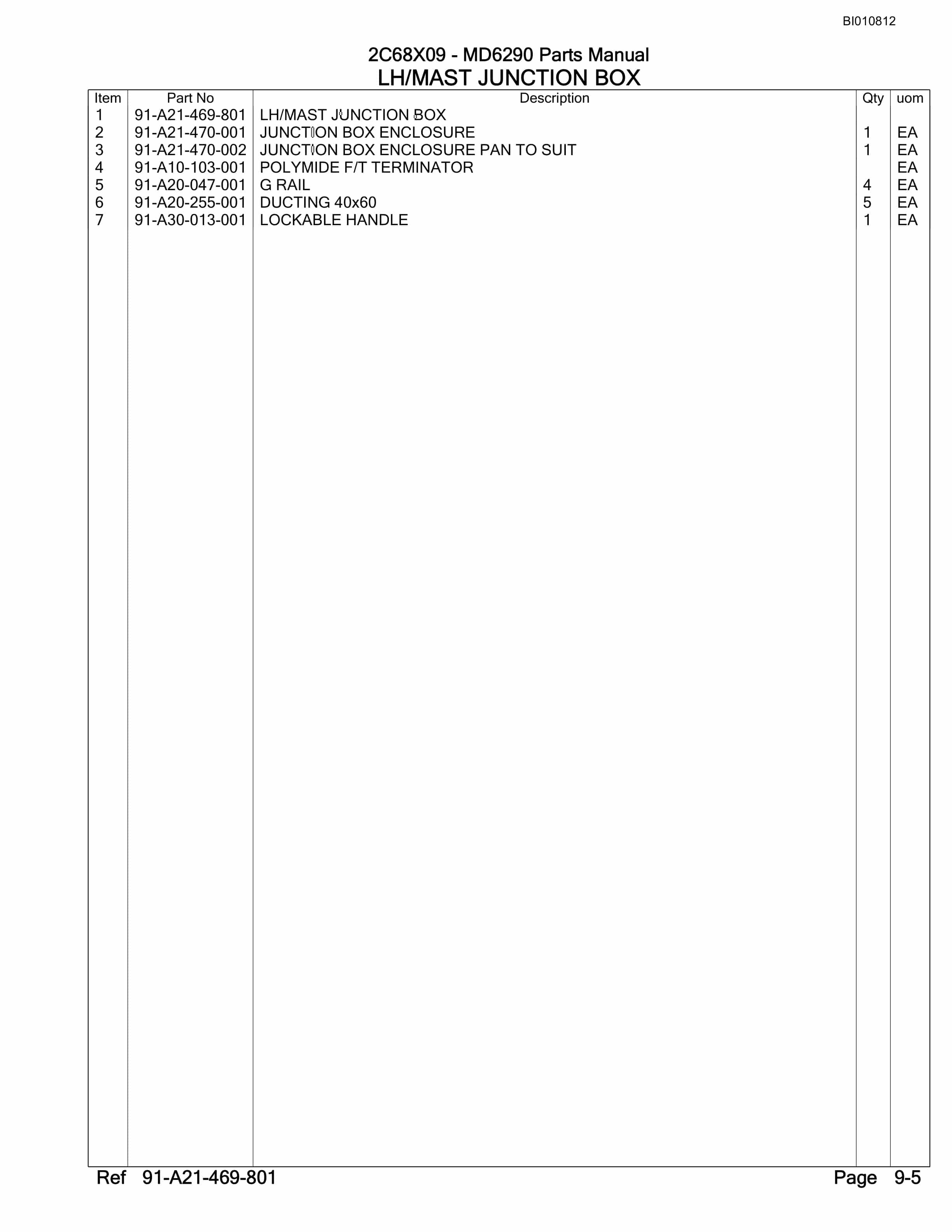 Caterpillar MD6290 Rotary Drill Parts Manual BI010812-5
