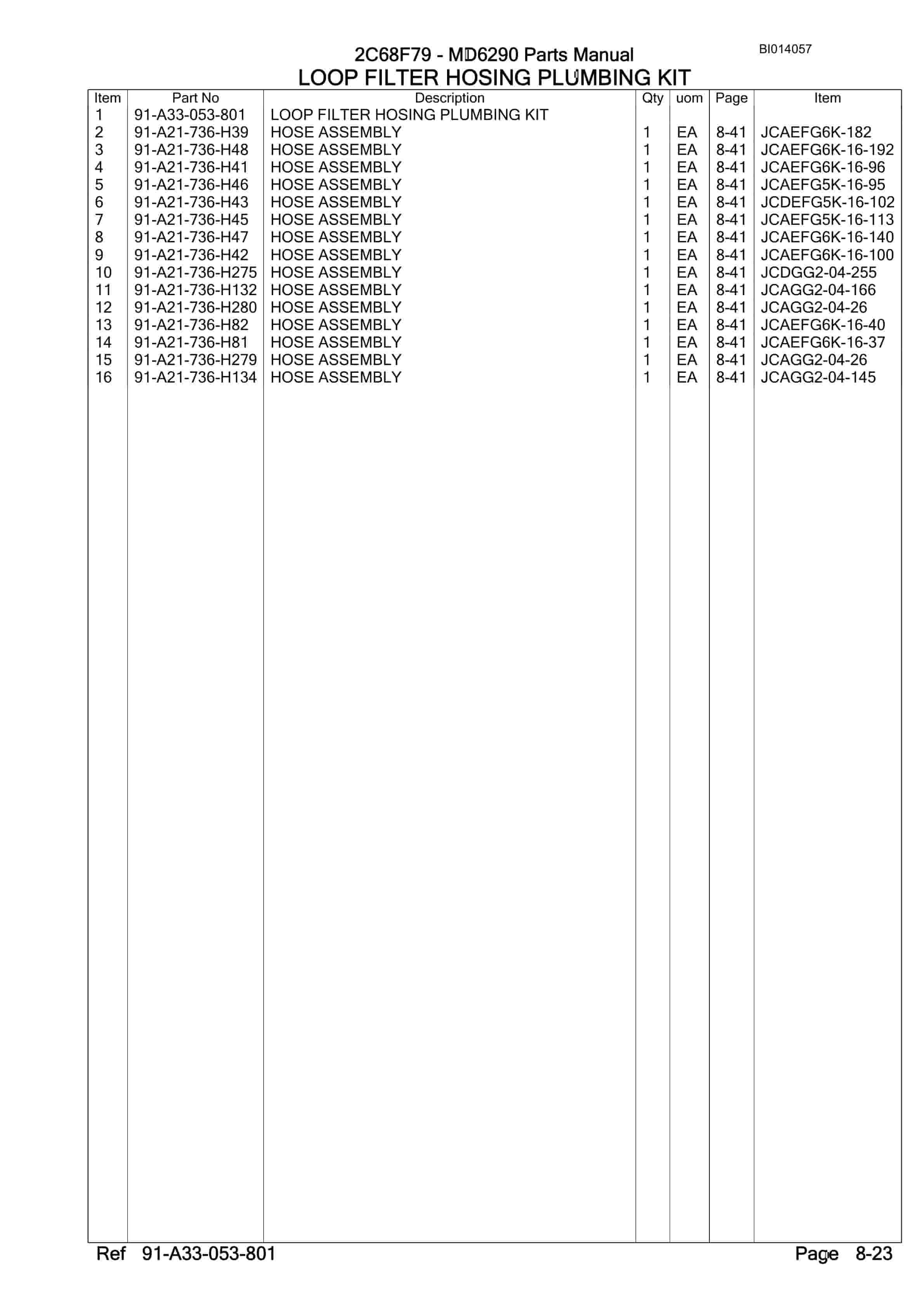 Caterpillar MD6290 Rotary Drill Parts Manual BI014057-4