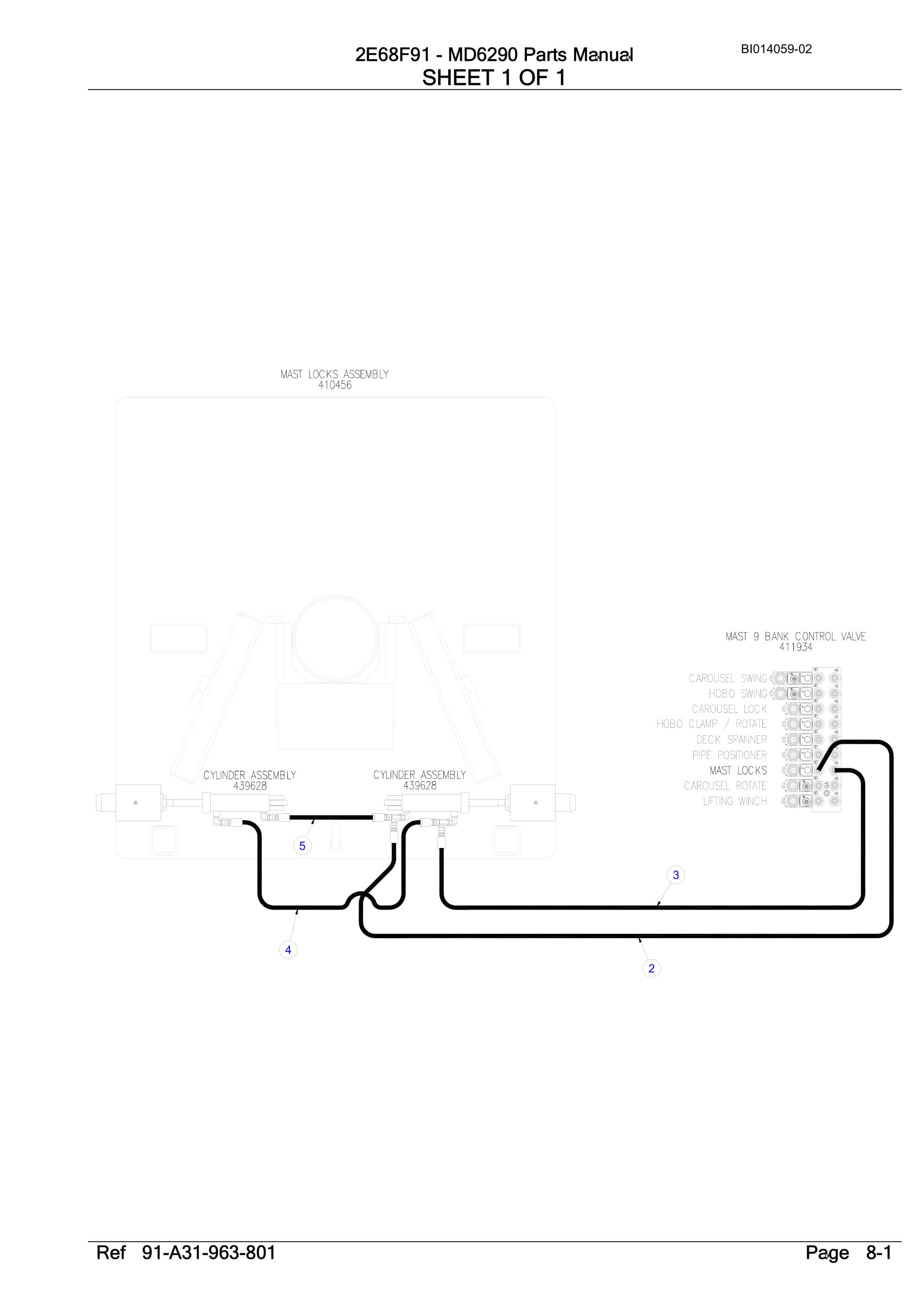 Caterpillar MD6290 Rotary Drill Parts Manual BI014059-02-3