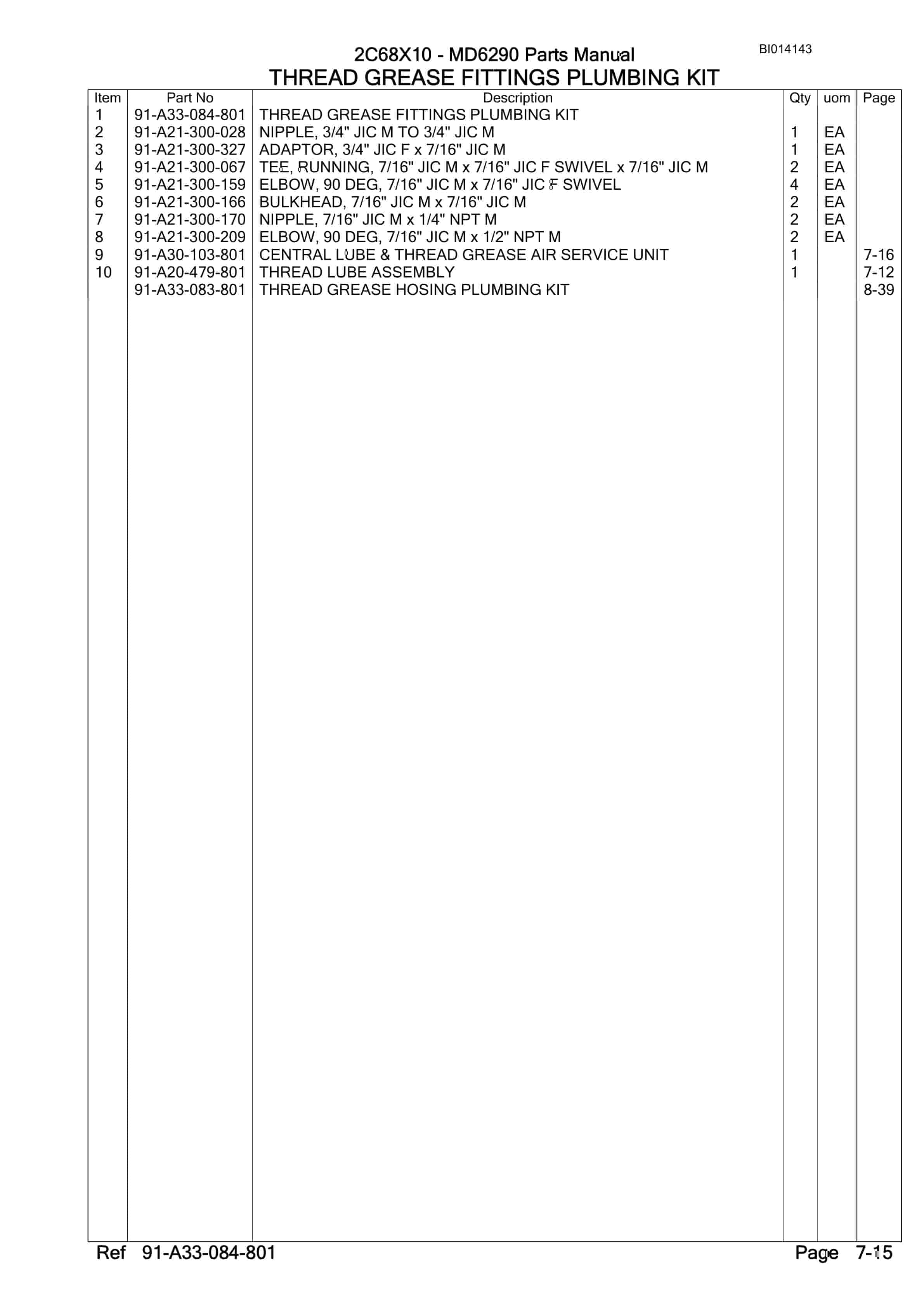 Caterpillar MD6290 Rotary Drill Parts Manual BI014143-3