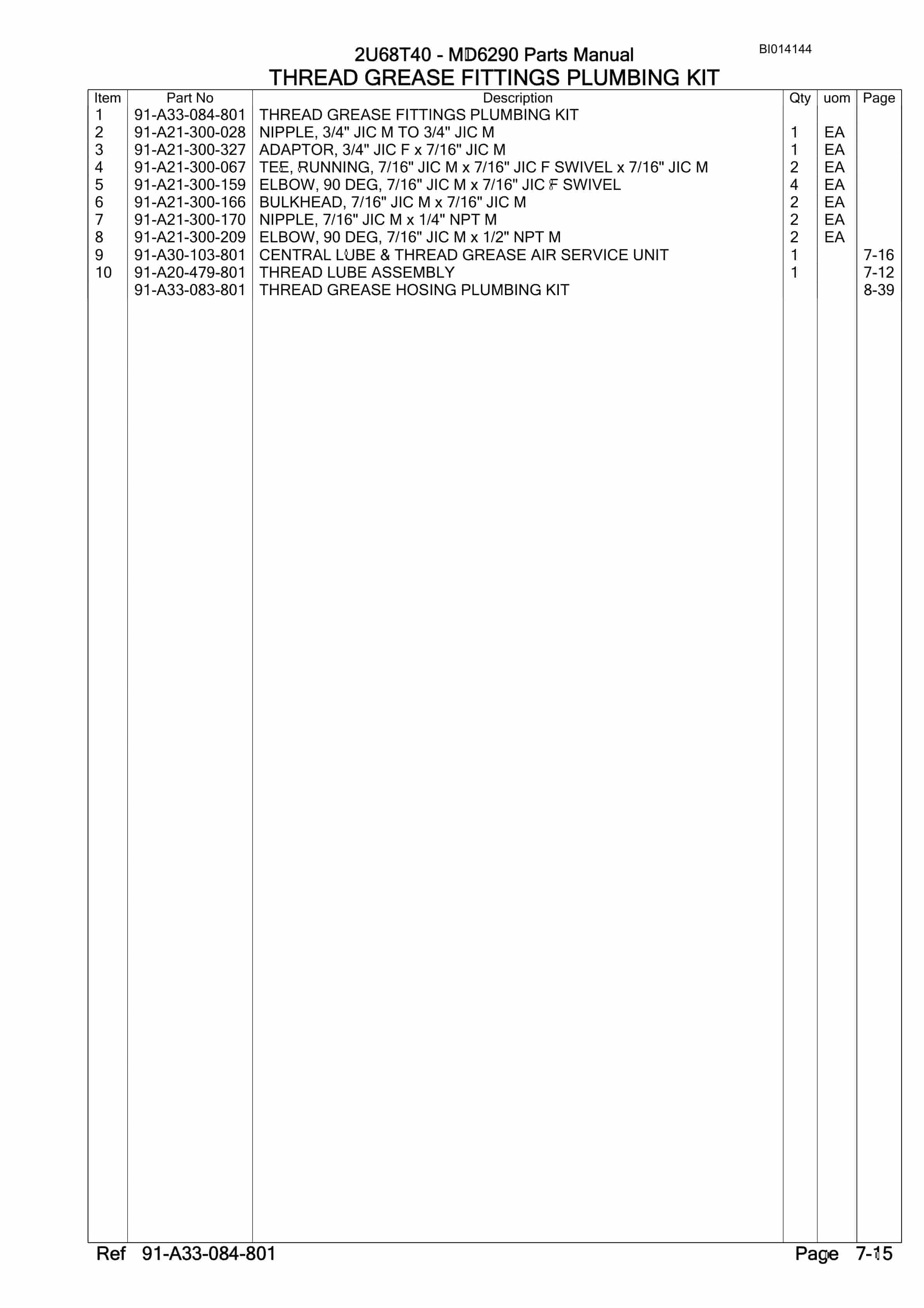 Caterpillar MD6290 Rotary Drill Parts Manual BI014144-3