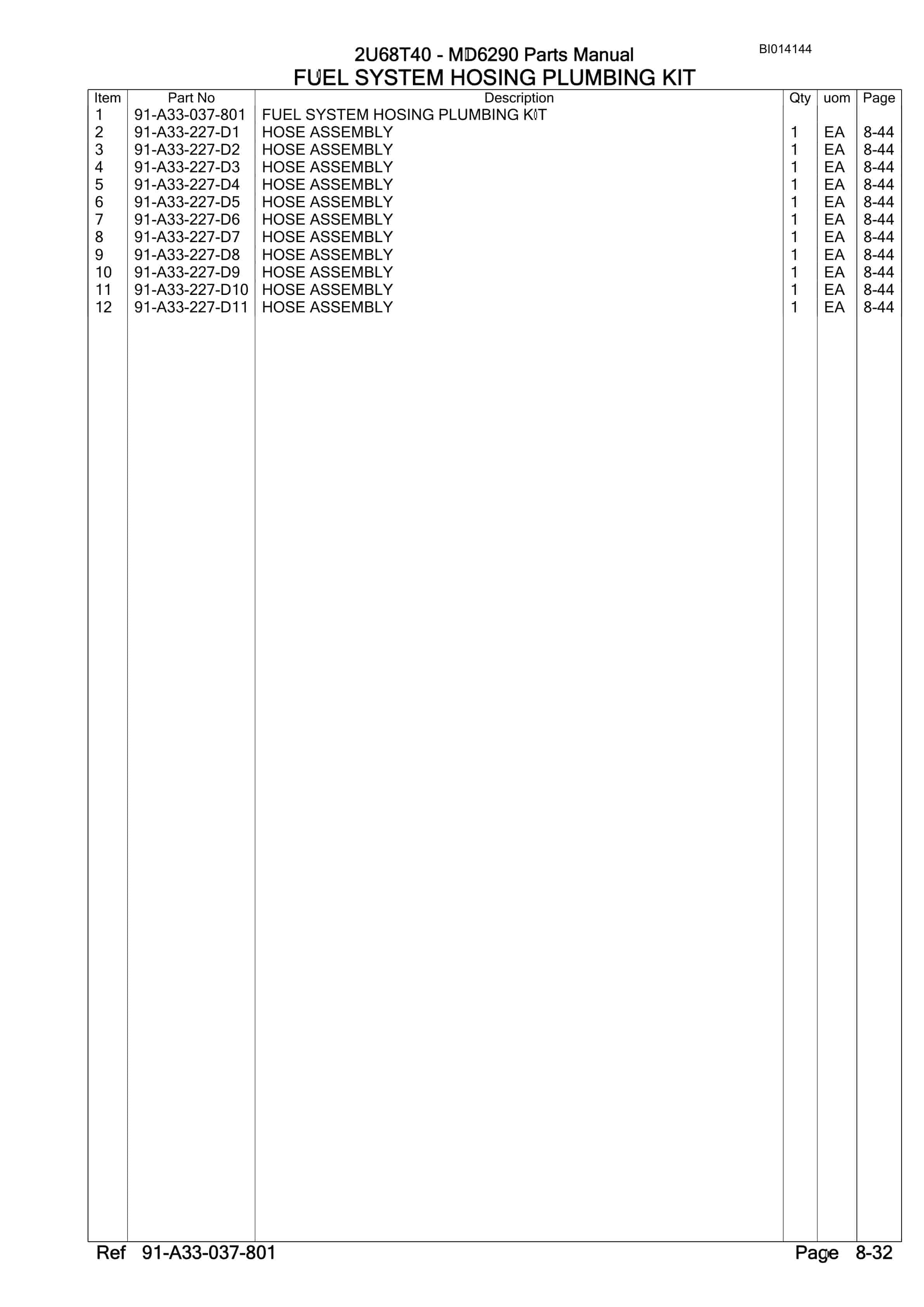 Caterpillar MD6290 Rotary Drill Parts Manual BI014144-4