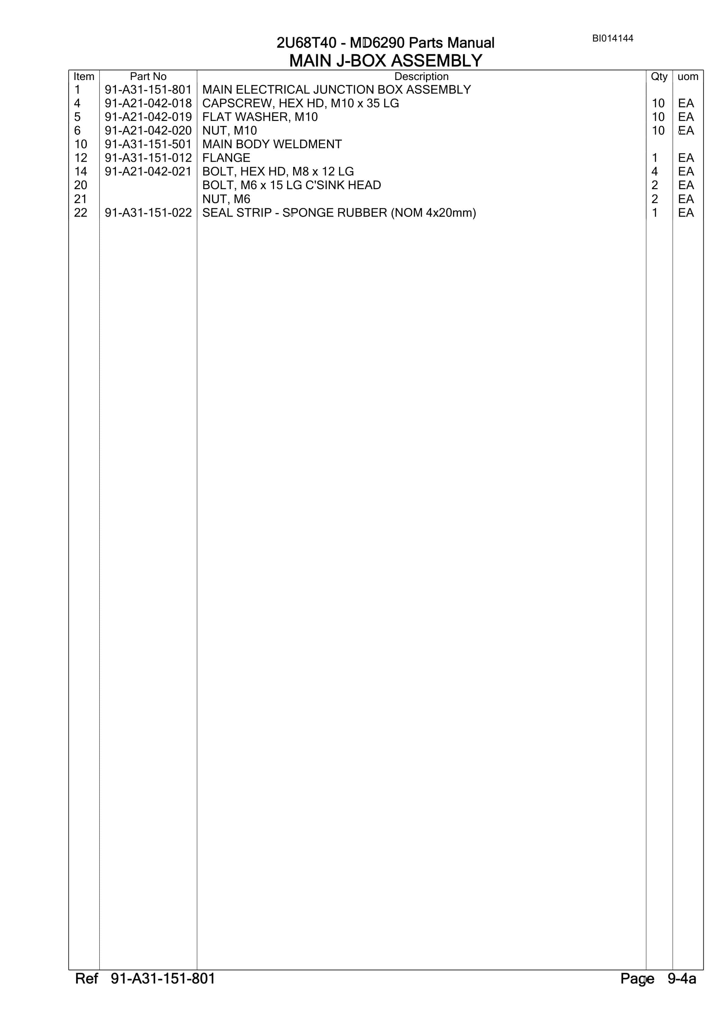 Caterpillar MD6290 Rotary Drill Parts Manual BI014144-5