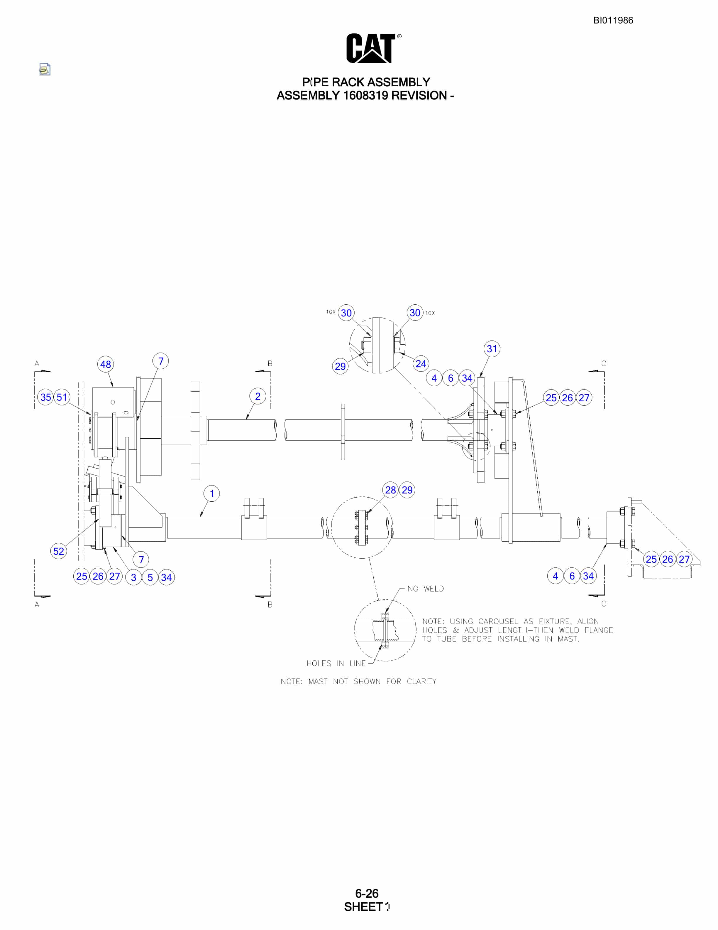 Caterpillar MD6420 Rotary Blasthole Drill Parts Manual BI011986-3