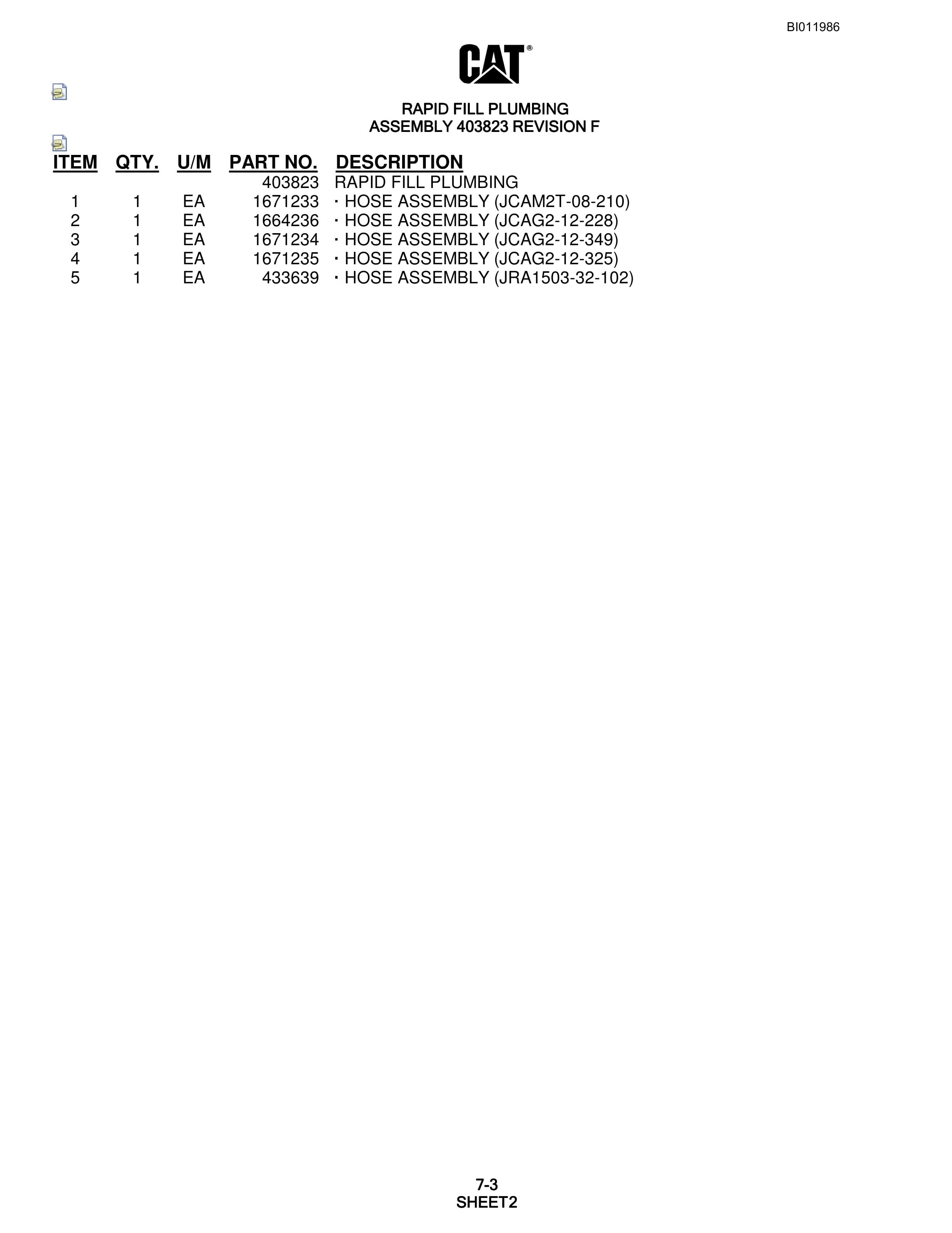 Caterpillar MD6420 Rotary Blasthole Drill Parts Manual BI011986-4