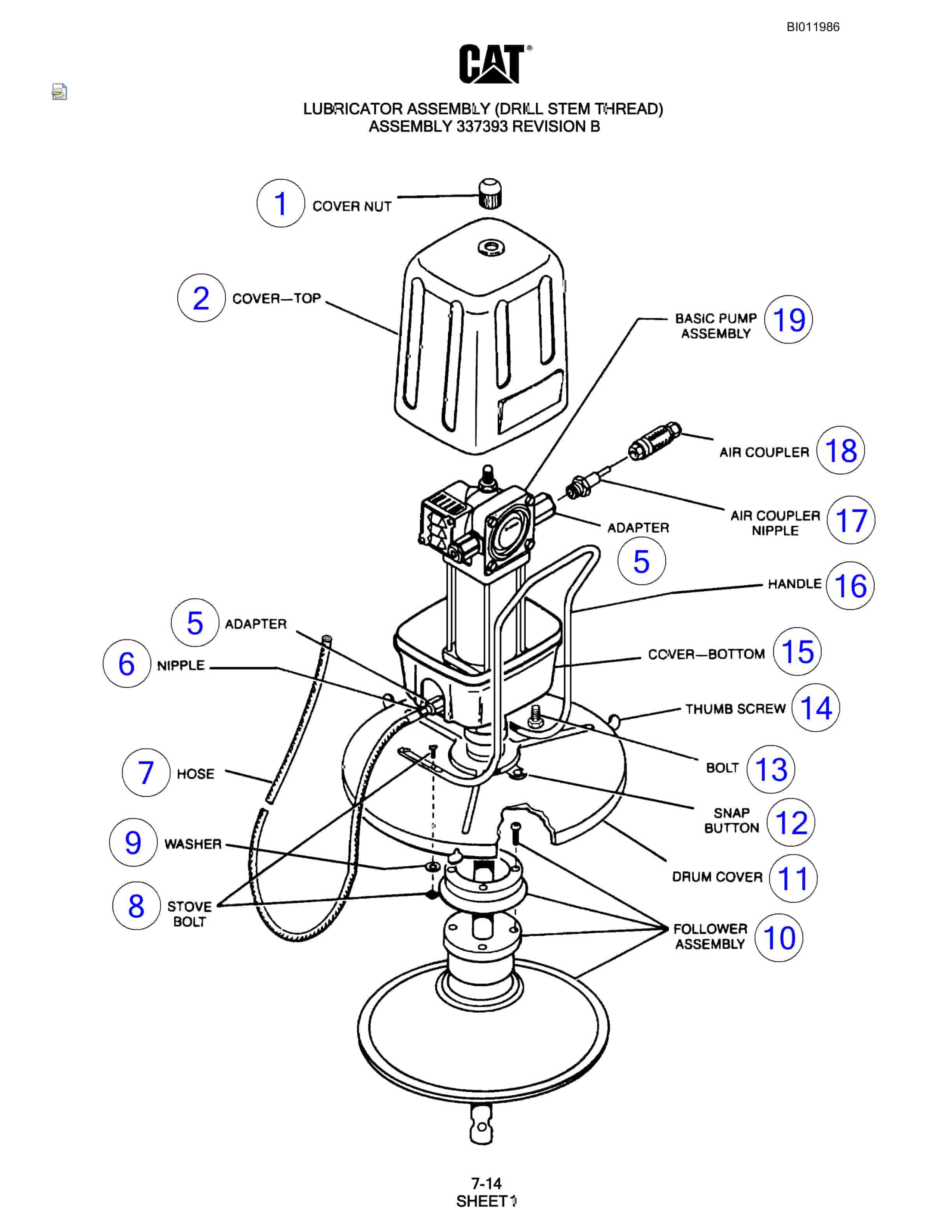Caterpillar MD6420 Rotary Blasthole Drill Parts Manual BI011986-5