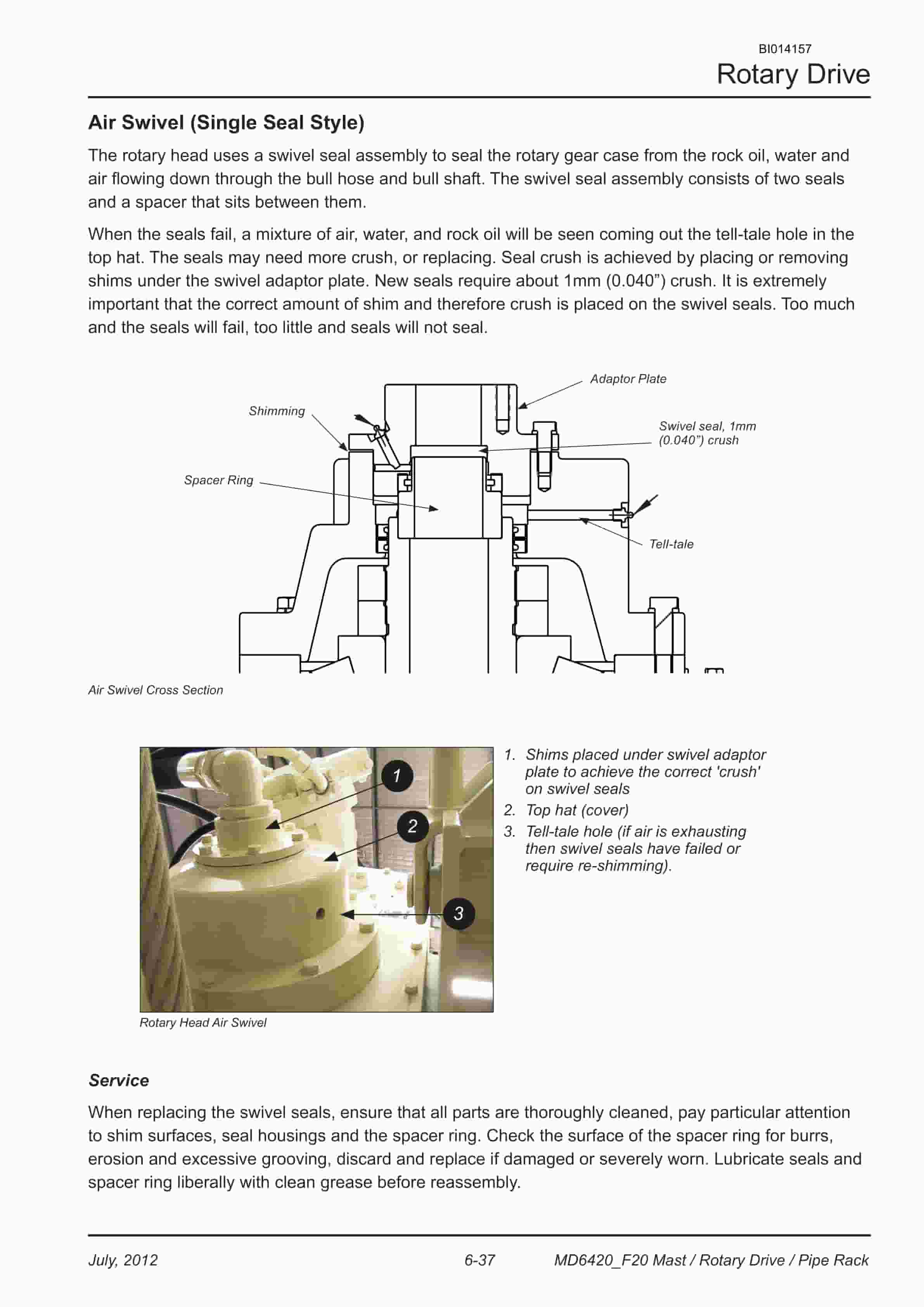 Caterpillar MD6420 Rotary Blasthole Drill Service Manual BI014157 2 Caterpillar MD6420 Rotary Blasthole Drill Service Manual BI014157 - Image 2