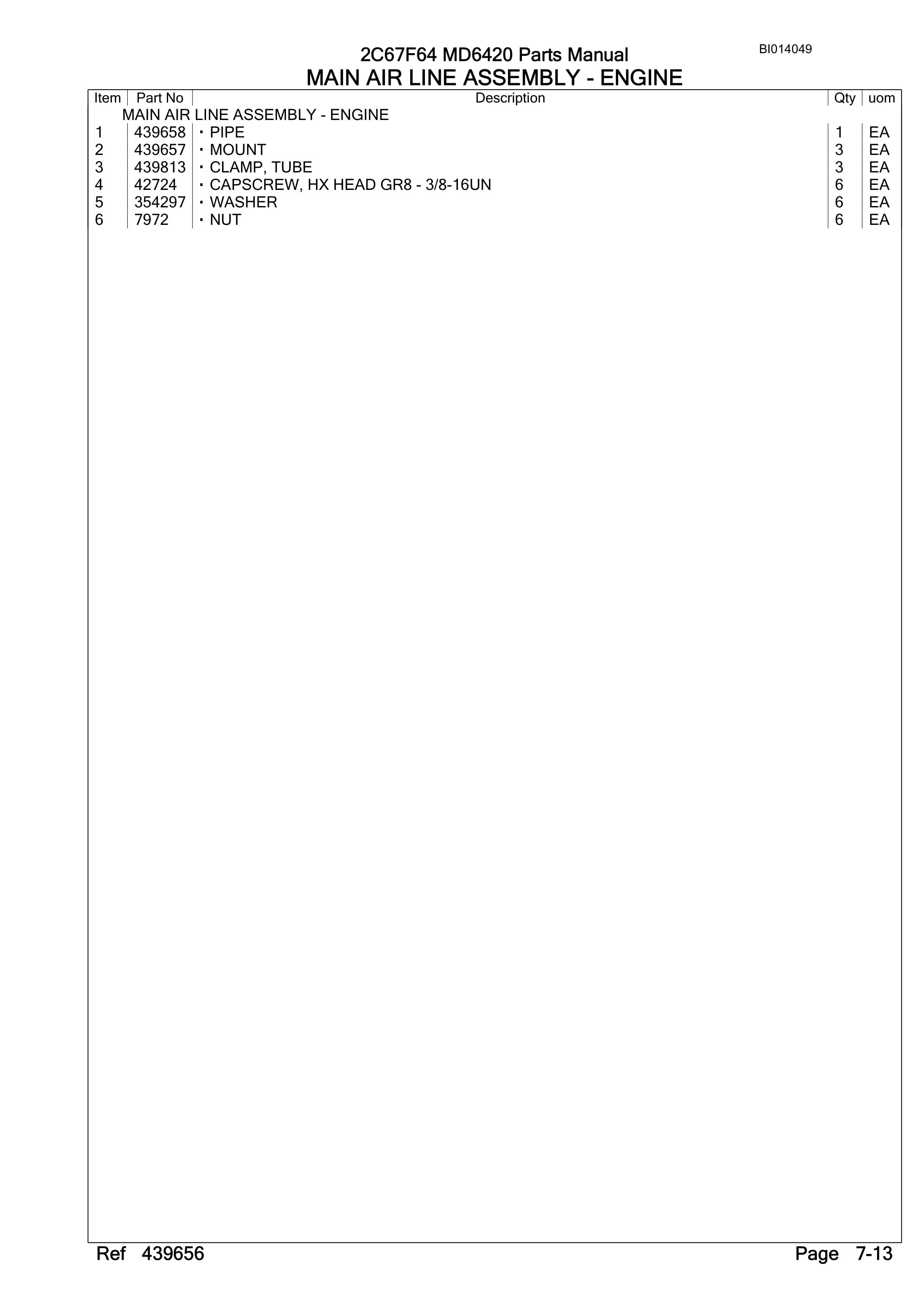 Caterpillar MD6420 Rotary Drill Parts Manual BI014049-3