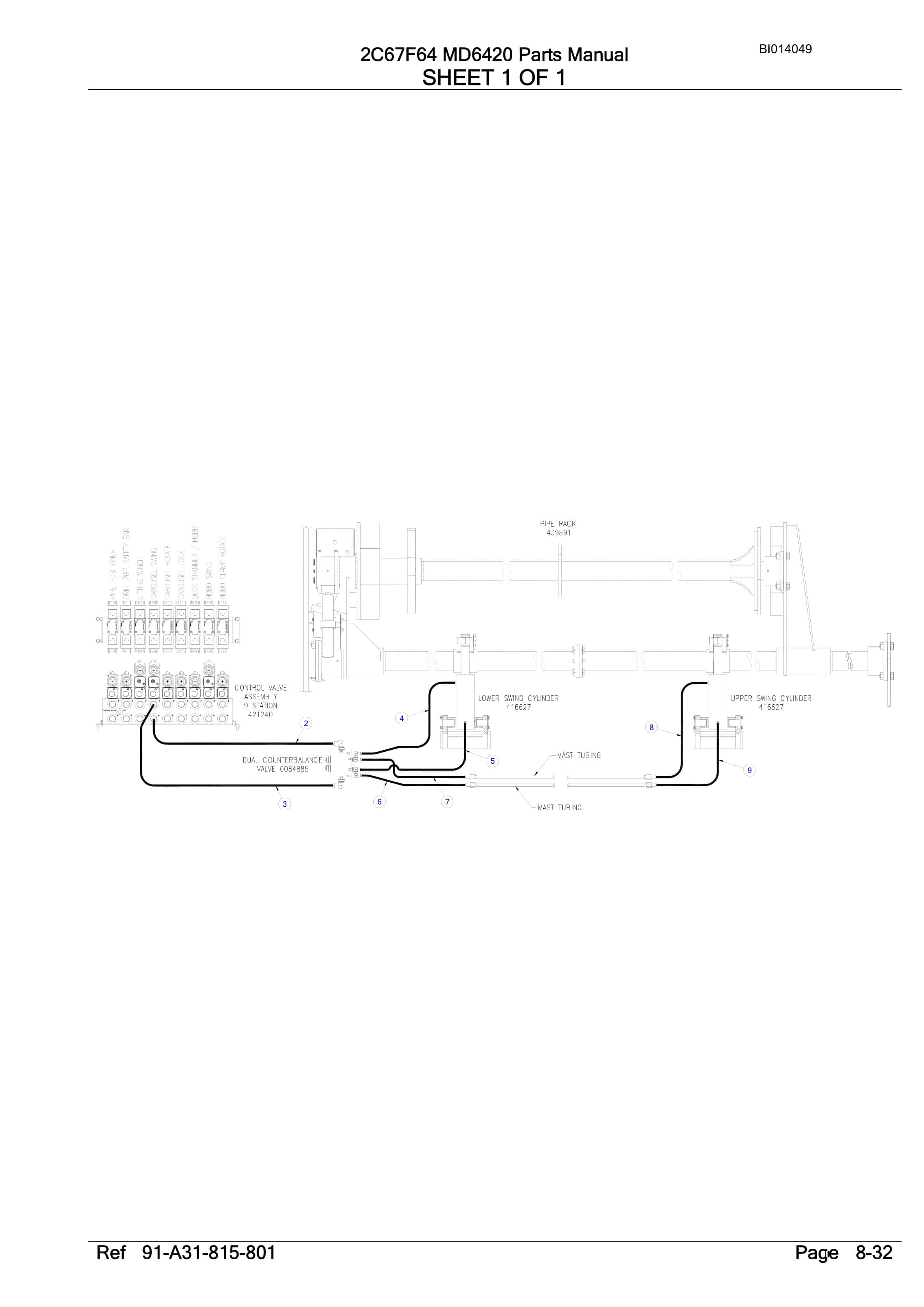 Caterpillar MD6420 Rotary Drill Parts Manual BI014049-4