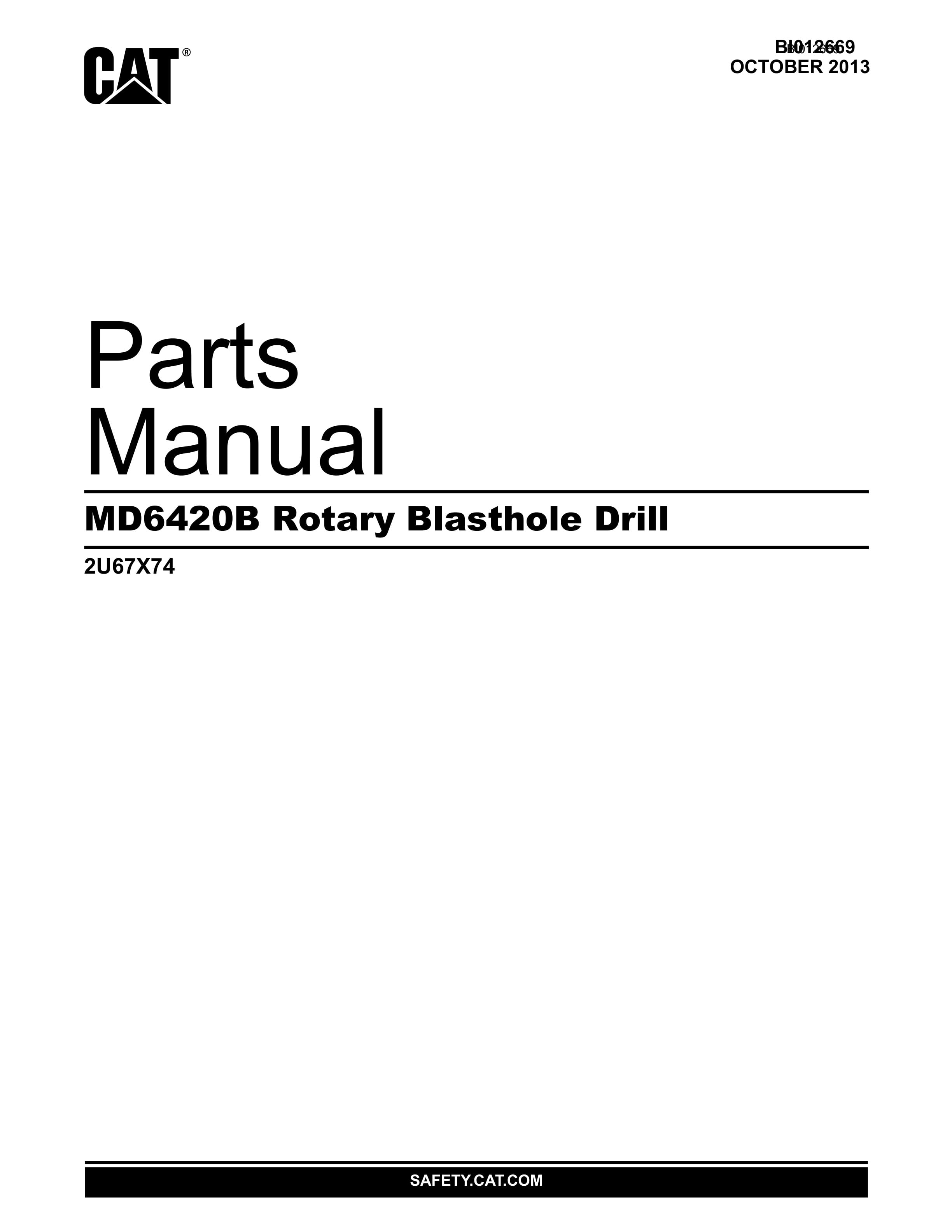 Caterpillar MD6420B Rotary Blasthole Drill Parts Manual BI012669 1 Caterpillar MD6420B Rotary Blasthole Drill Parts Manual BI012669