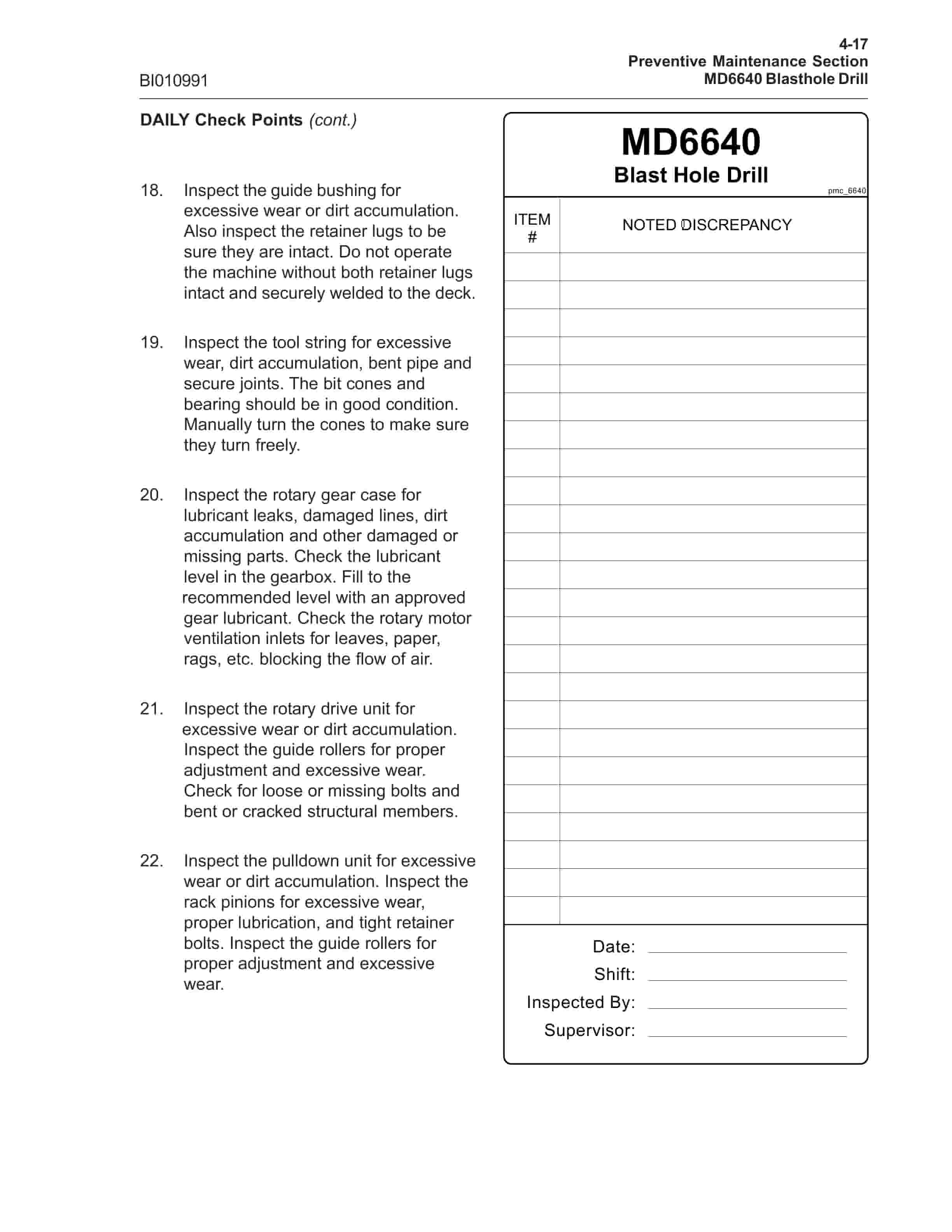 Caterpillar MD6640 Blast Hole Drill Operation And Maintenance Manual BI010991 2 Caterpillar MD6640 Blast Hole Drill Operation And Maintenance Manual BI010991 - Image 2