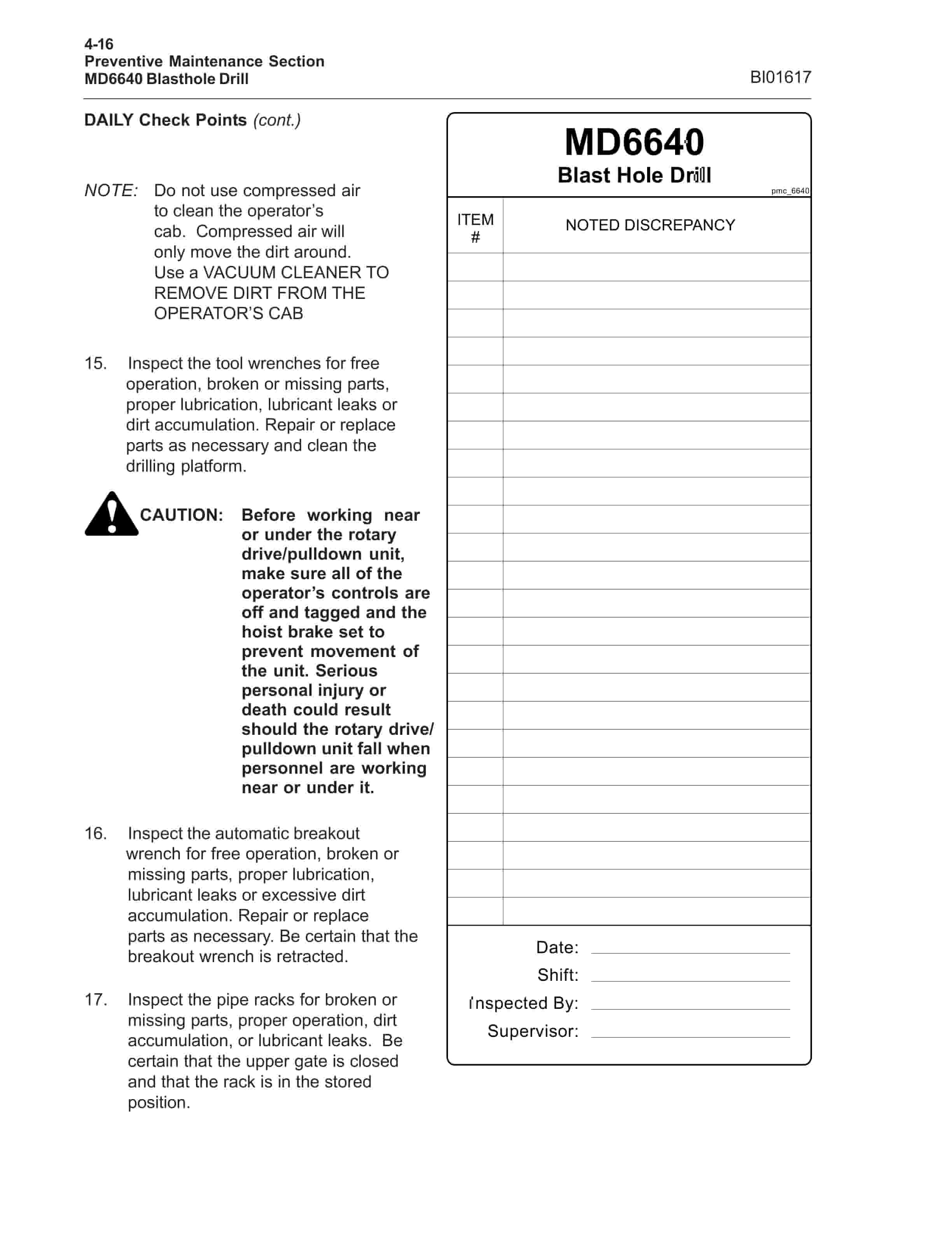 Caterpillar MD6640 Blast Hole Drill Operation And Maintenance Manual BI012617 2 Caterpillar MD6640 Blast Hole Drill Operation And Maintenance Manual BI012617 - Image 2