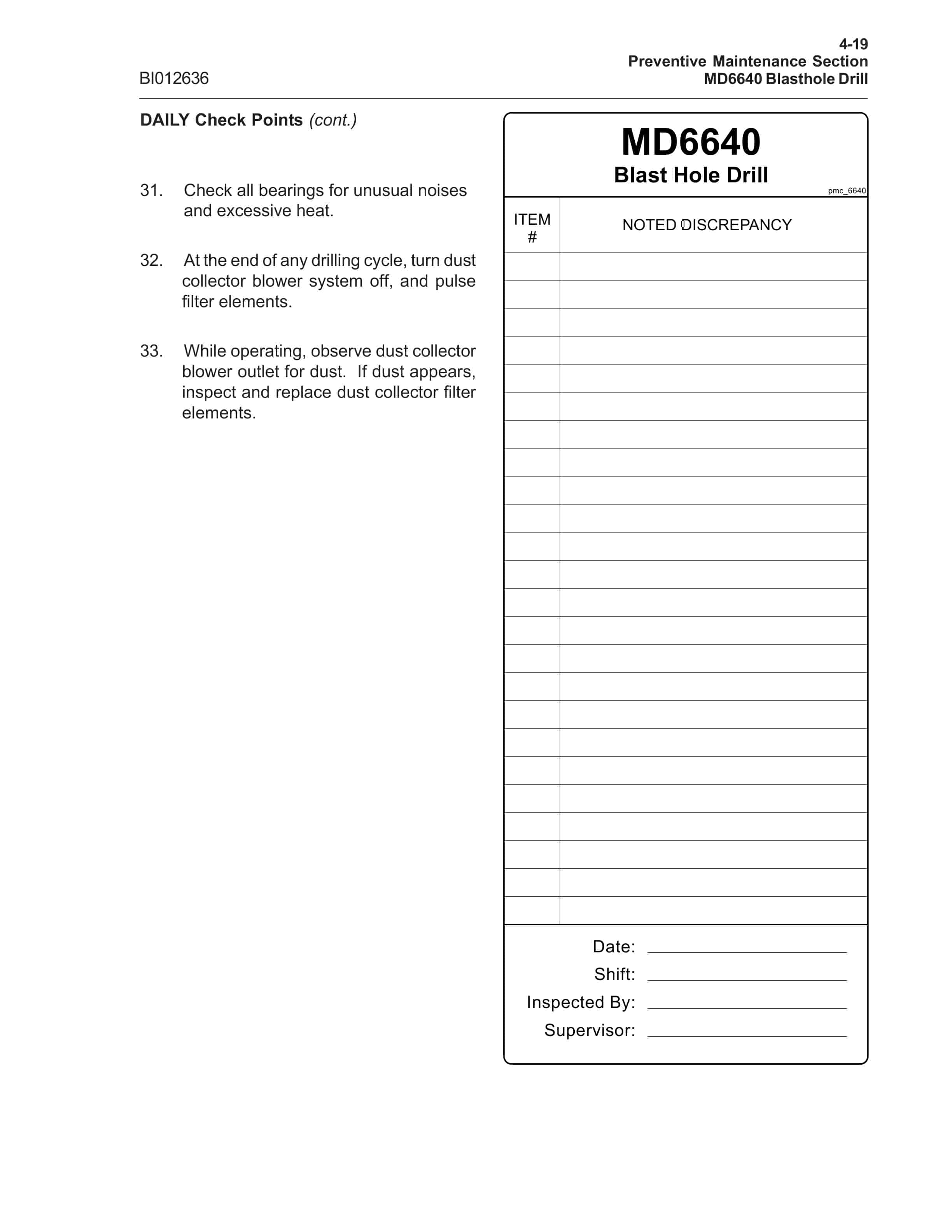 Caterpillar MD6640 Blast Hole Drill Operation And Maintenance Manual BI012636 2 Caterpillar MD6640 Blast Hole Drill Operation And Maintenance Manual BI012636 - Image 2