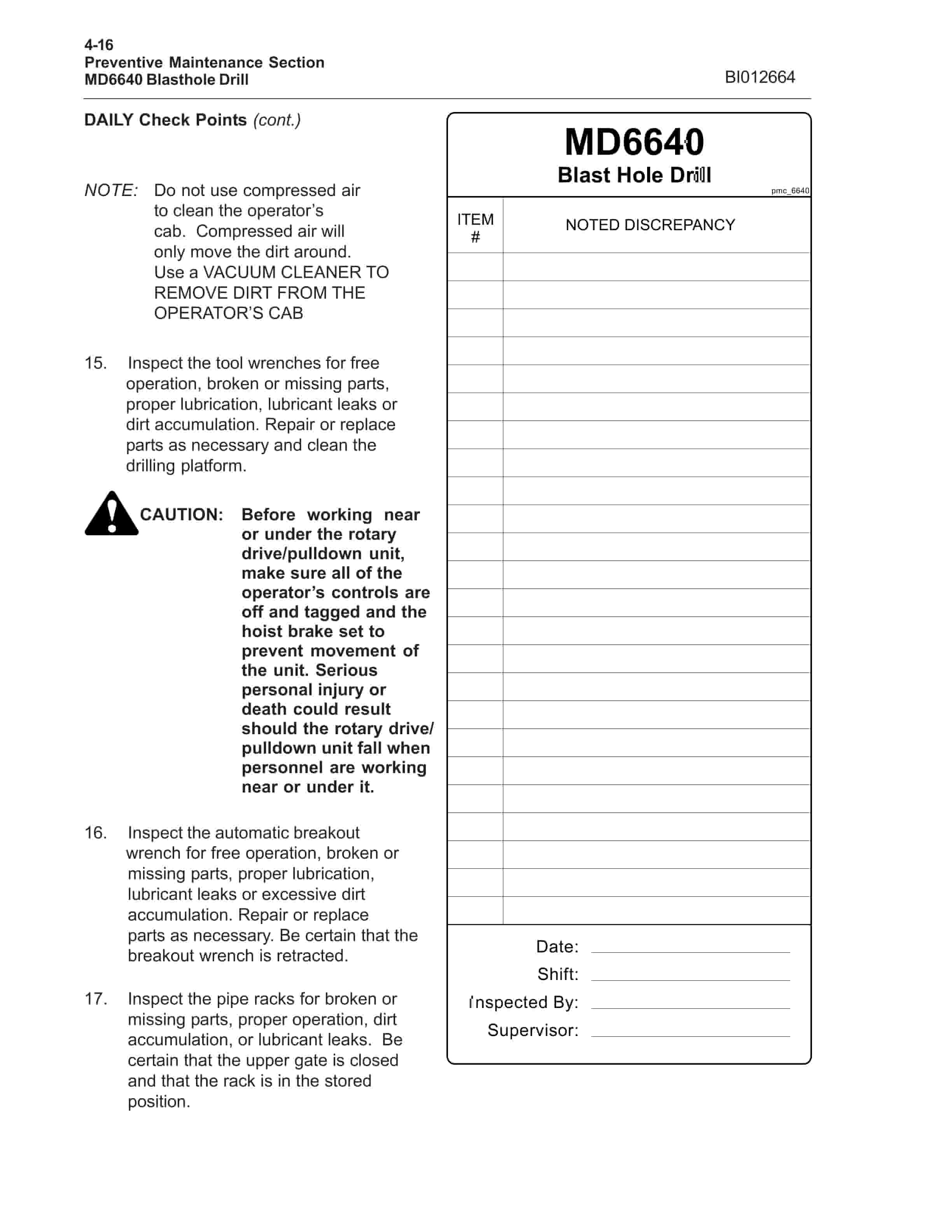 Caterpillar MD6640 Blast Hole Drill Operation And Maintenance Manual BI012664 2 Caterpillar MD6640 Blast Hole Drill Operation And Maintenance Manual BI012664 - Image 2