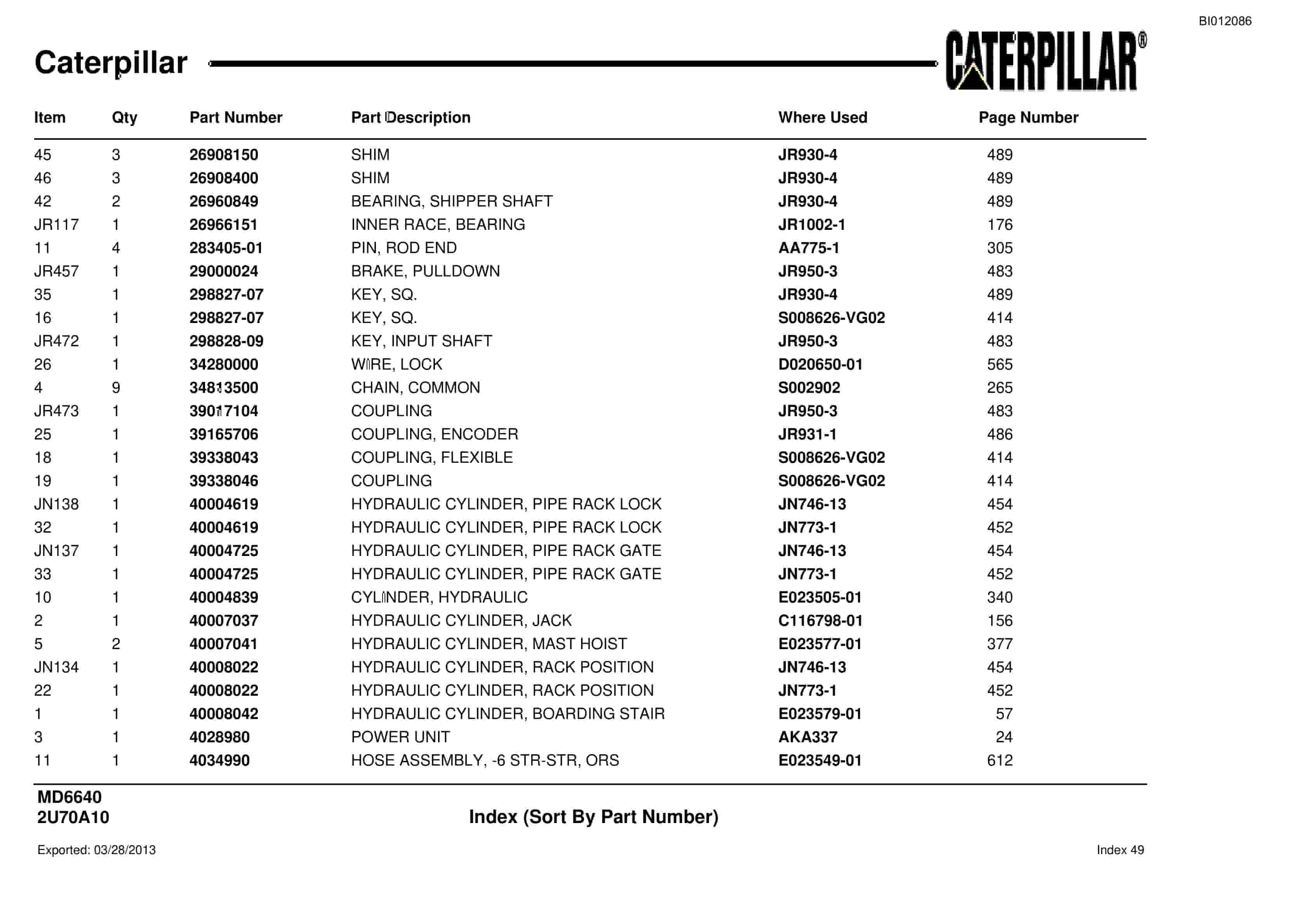 Caterpillar MD6640 Blast Hole Drill Parts Manual BI012086-4