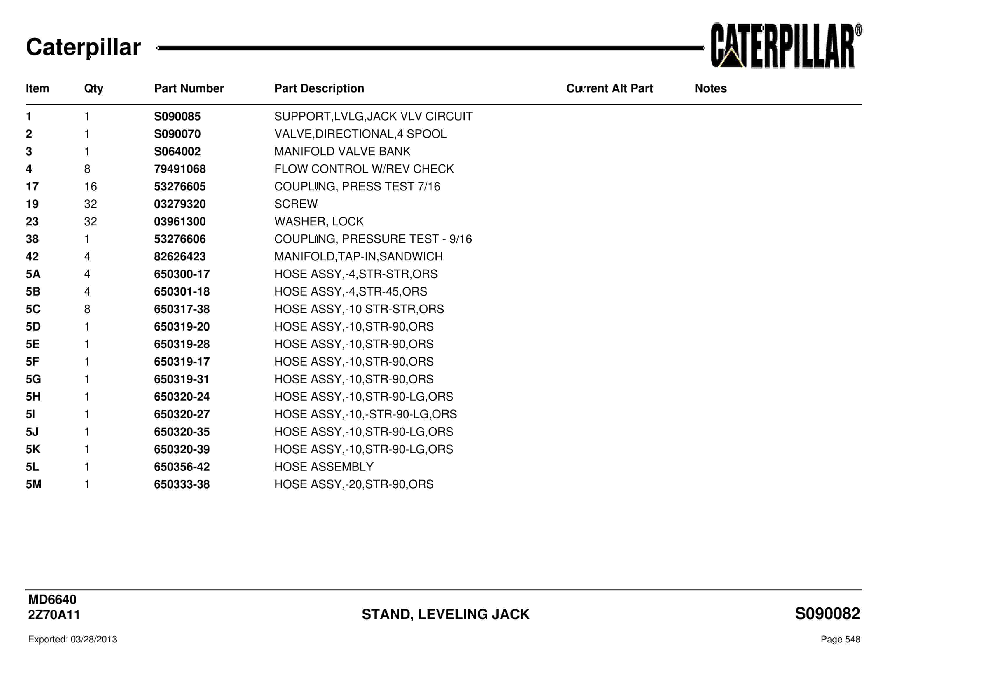 Caterpillar MD6640 Blast Hole Drill Parts Manual BI012505-2