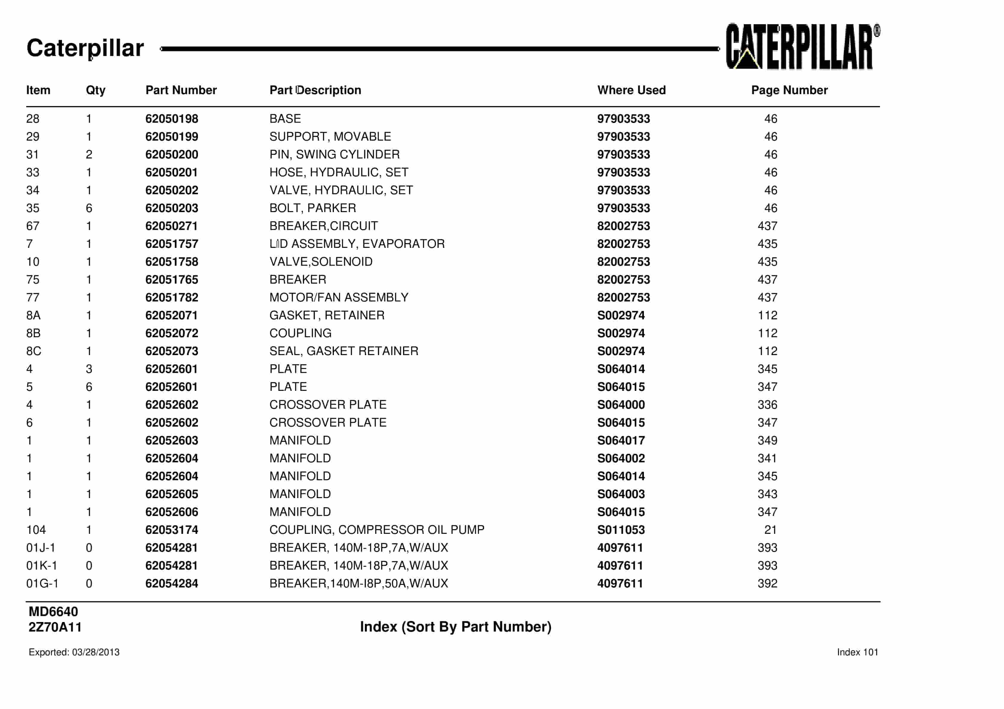 Caterpillar MD6640 Blast Hole Drill Parts Manual BI012505-5