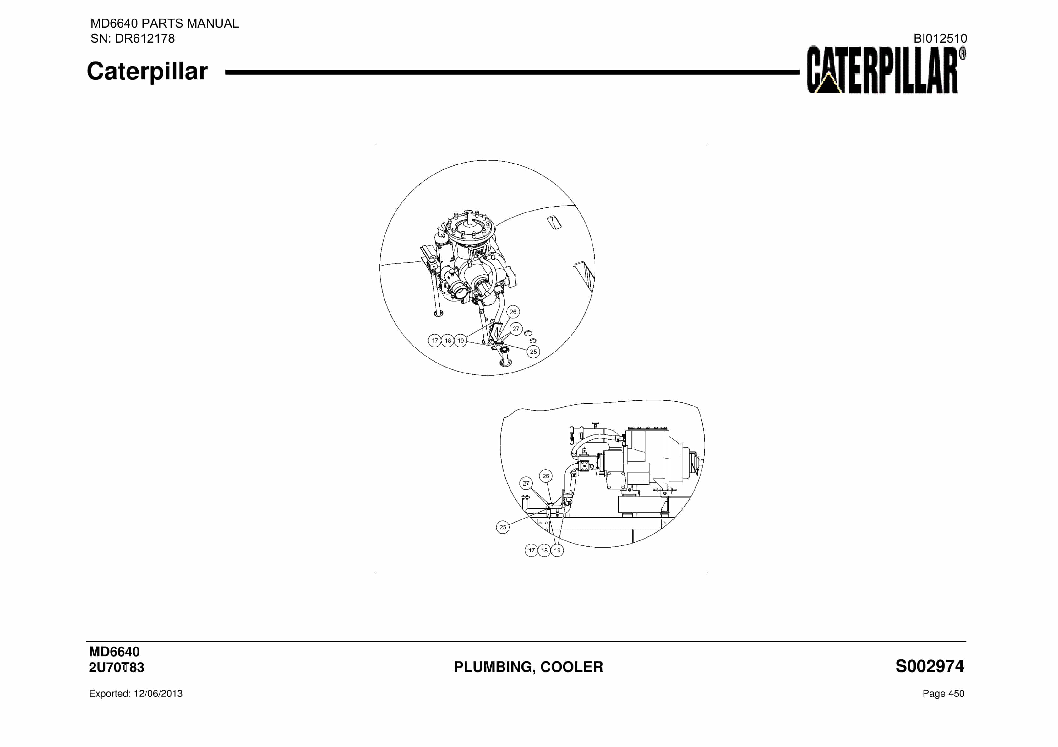 Caterpillar MD6640 Blast Hole Drill Parts Manual BI012510-2