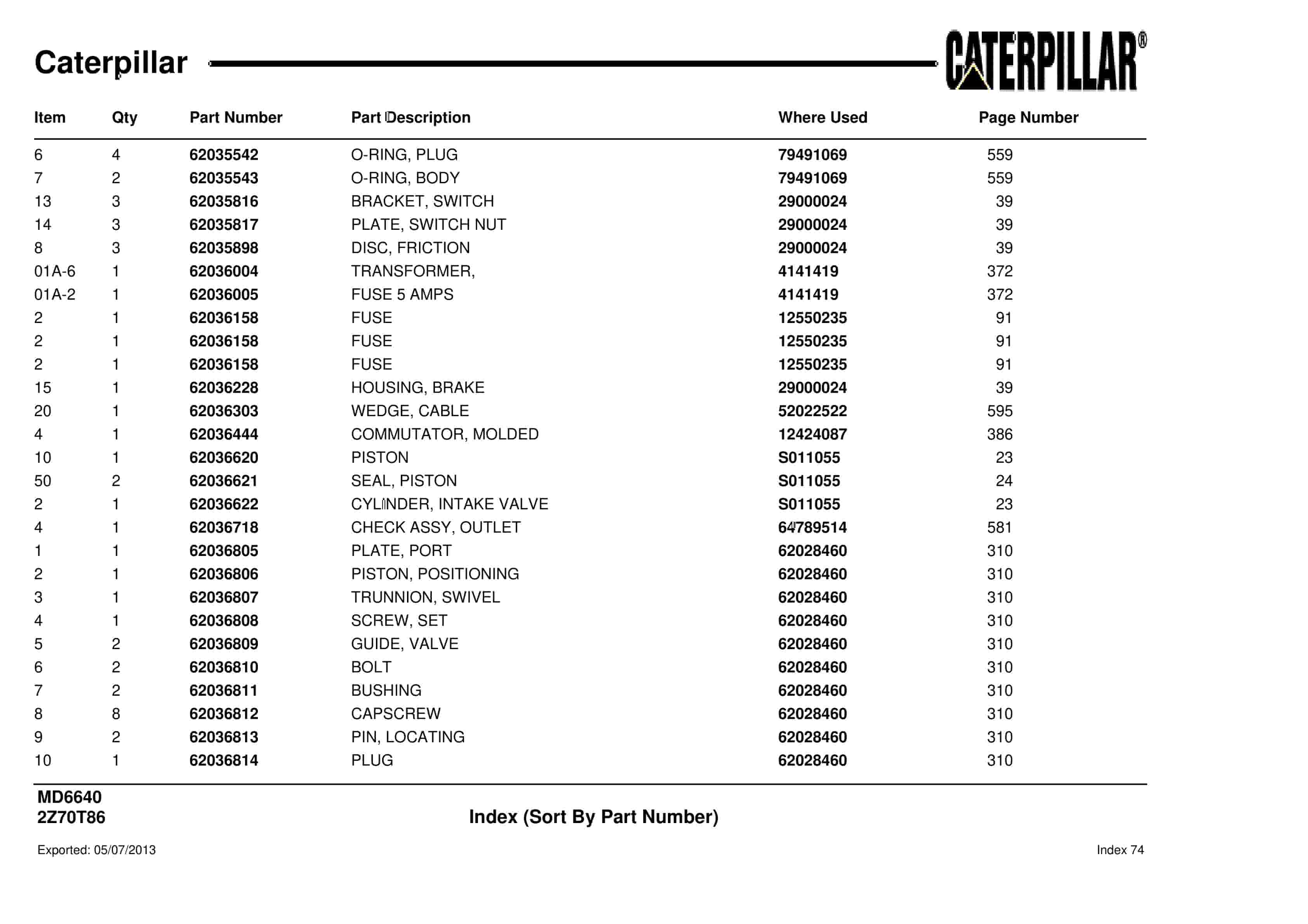 Caterpillar MD6640 Blast Hole Drill Parts Manual BI012529-4