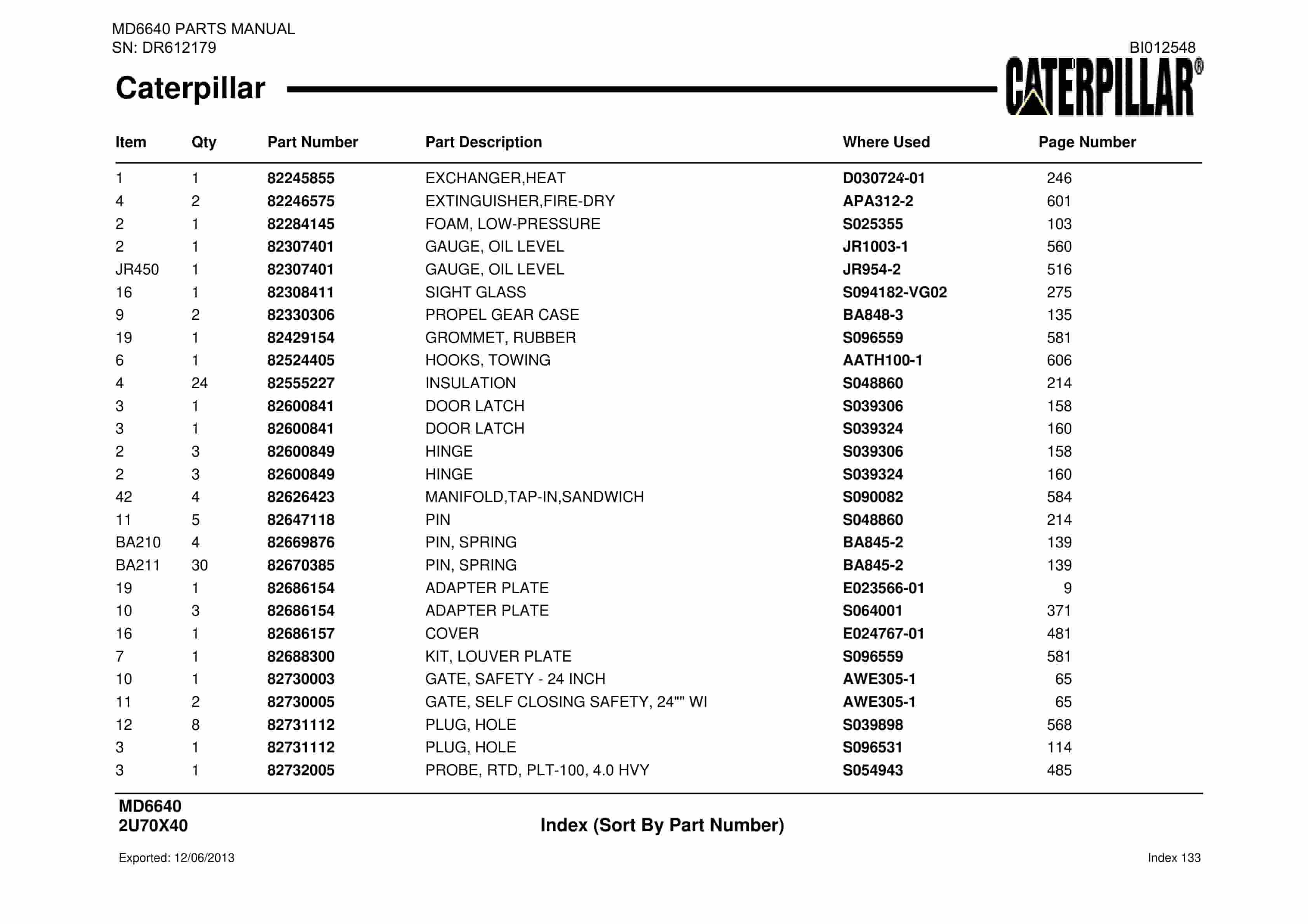 Caterpillar MD6640 Blast Hole Drill Parts Manual BI012548-5