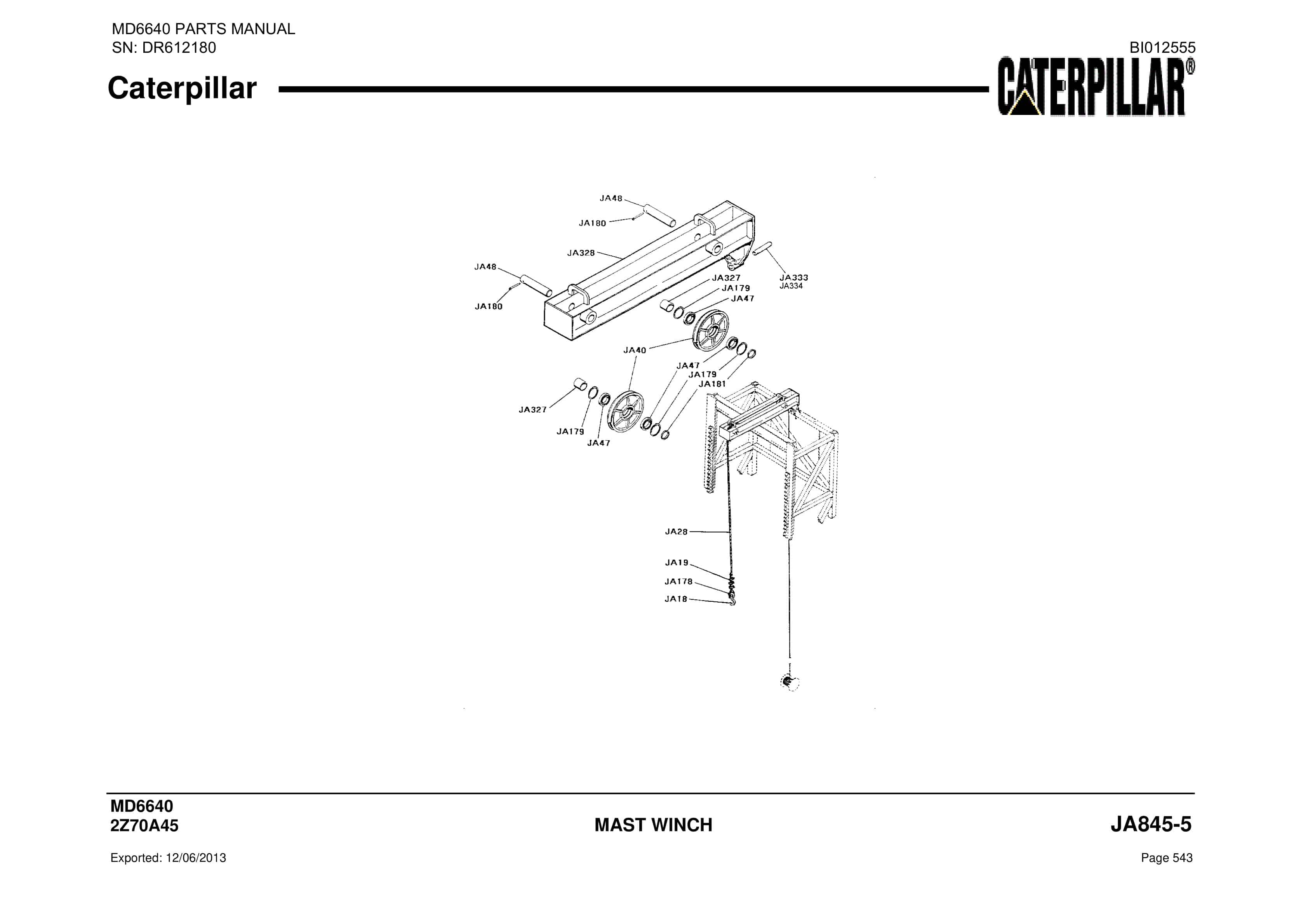 Caterpillar MD6640 Blast Hole Drill Parts Manual BI012555-2