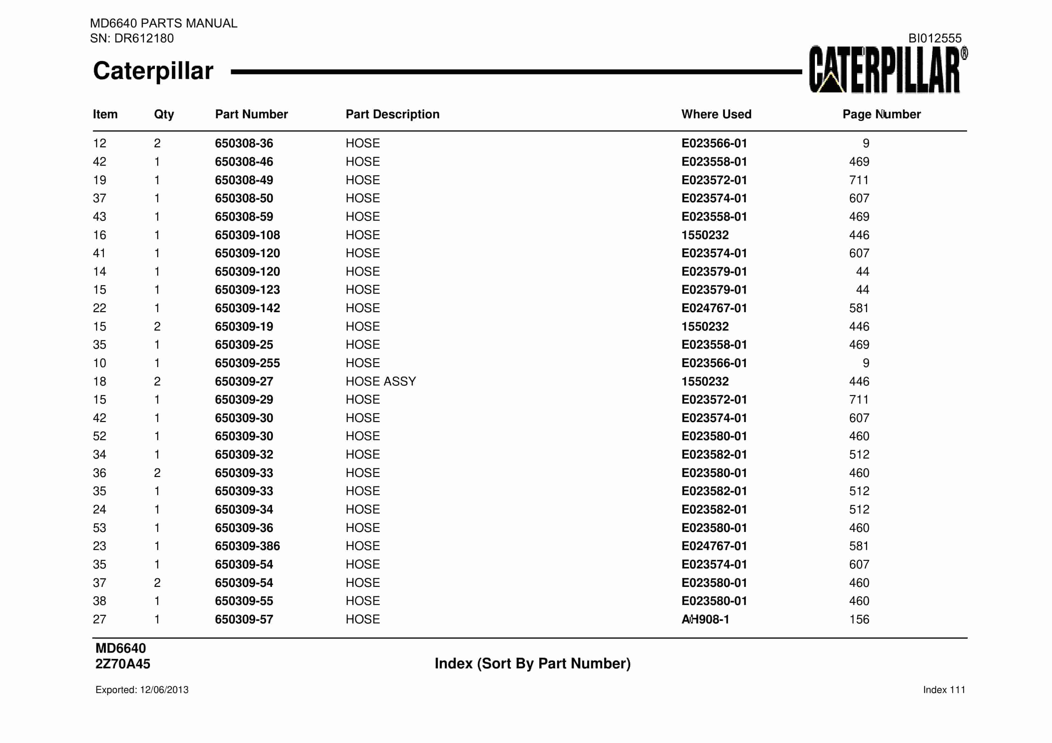 Caterpillar MD6640 Blast Hole Drill Parts Manual BI012555-5