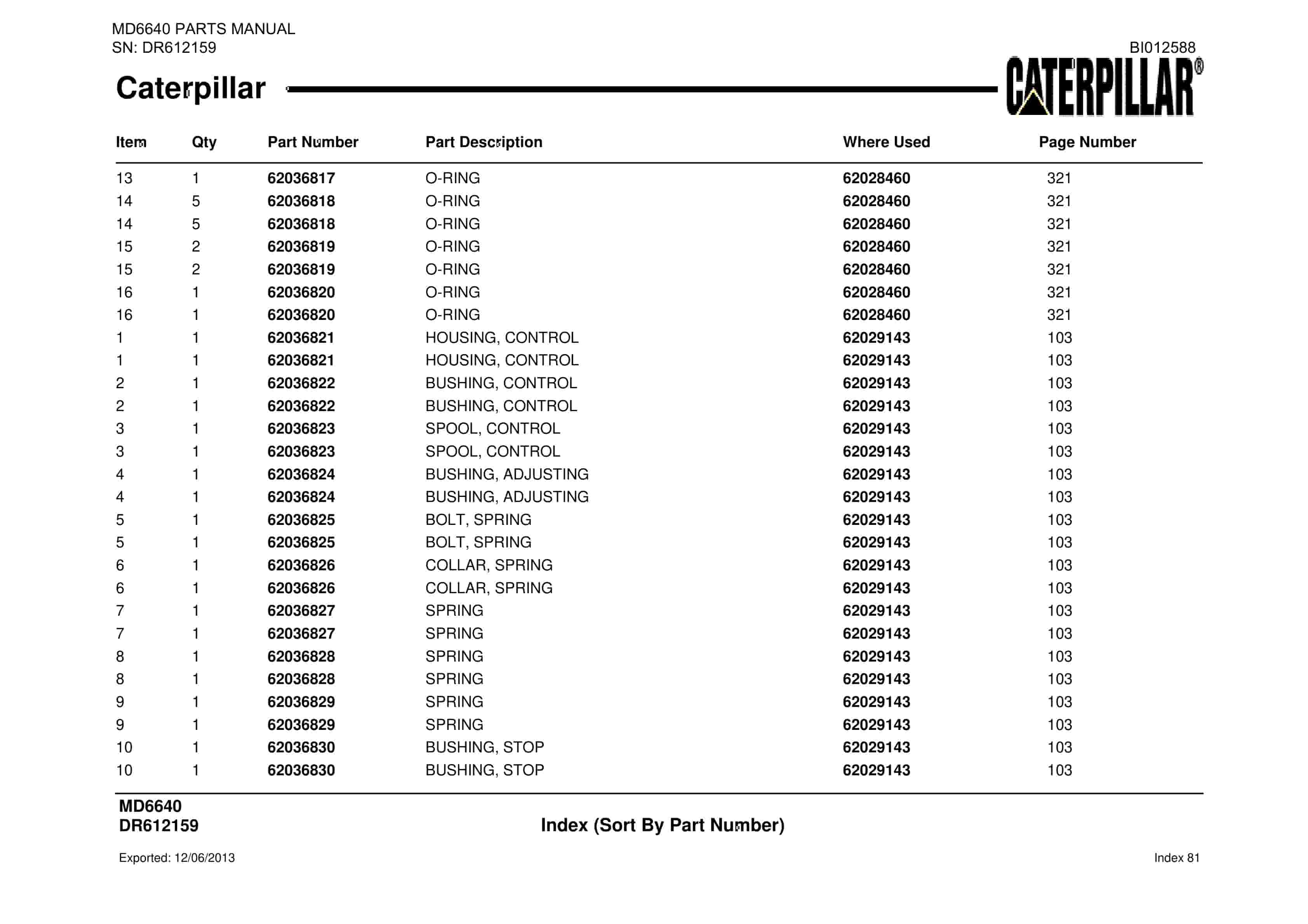 Caterpillar MD6640 Blast Hole Drill Parts Manual BI012588-4