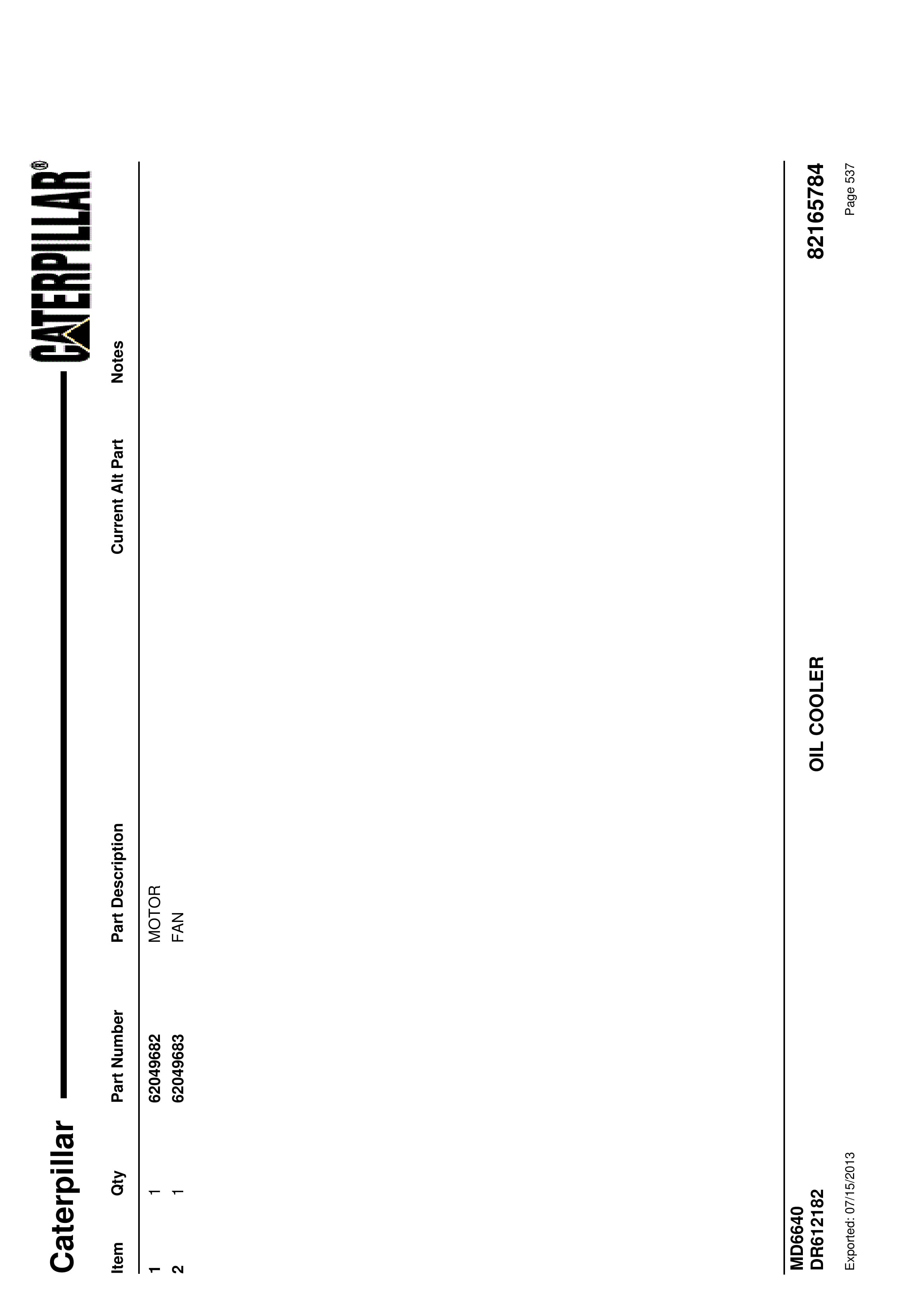 Caterpillar MD6640 Blast Hole Drill Parts Manual BI012594-2