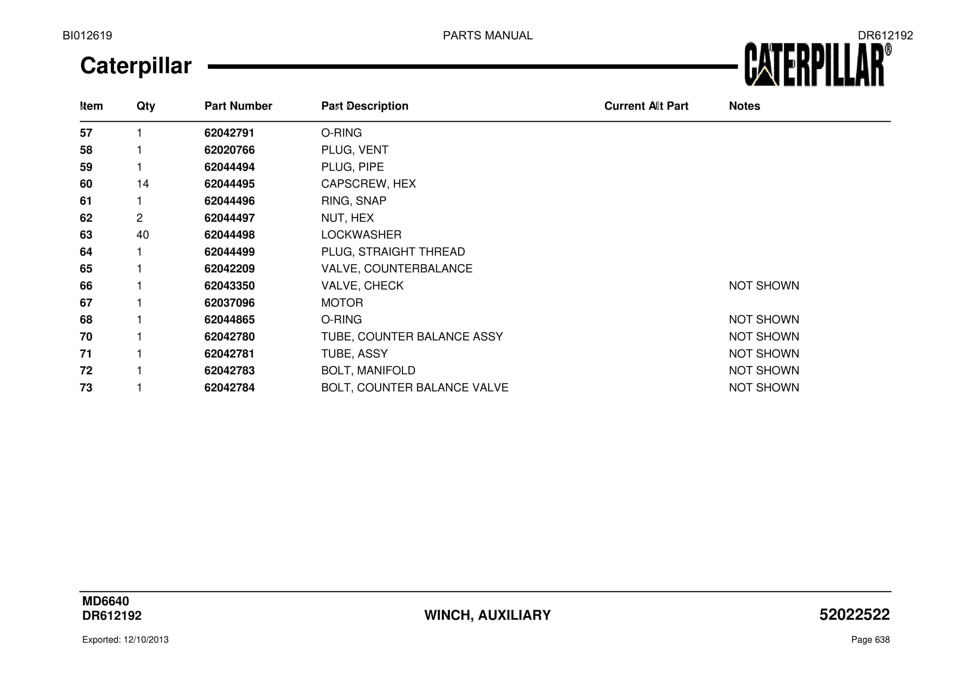 Caterpillar MD6640 Blast Hole Drill Parts Manual BI012619-3