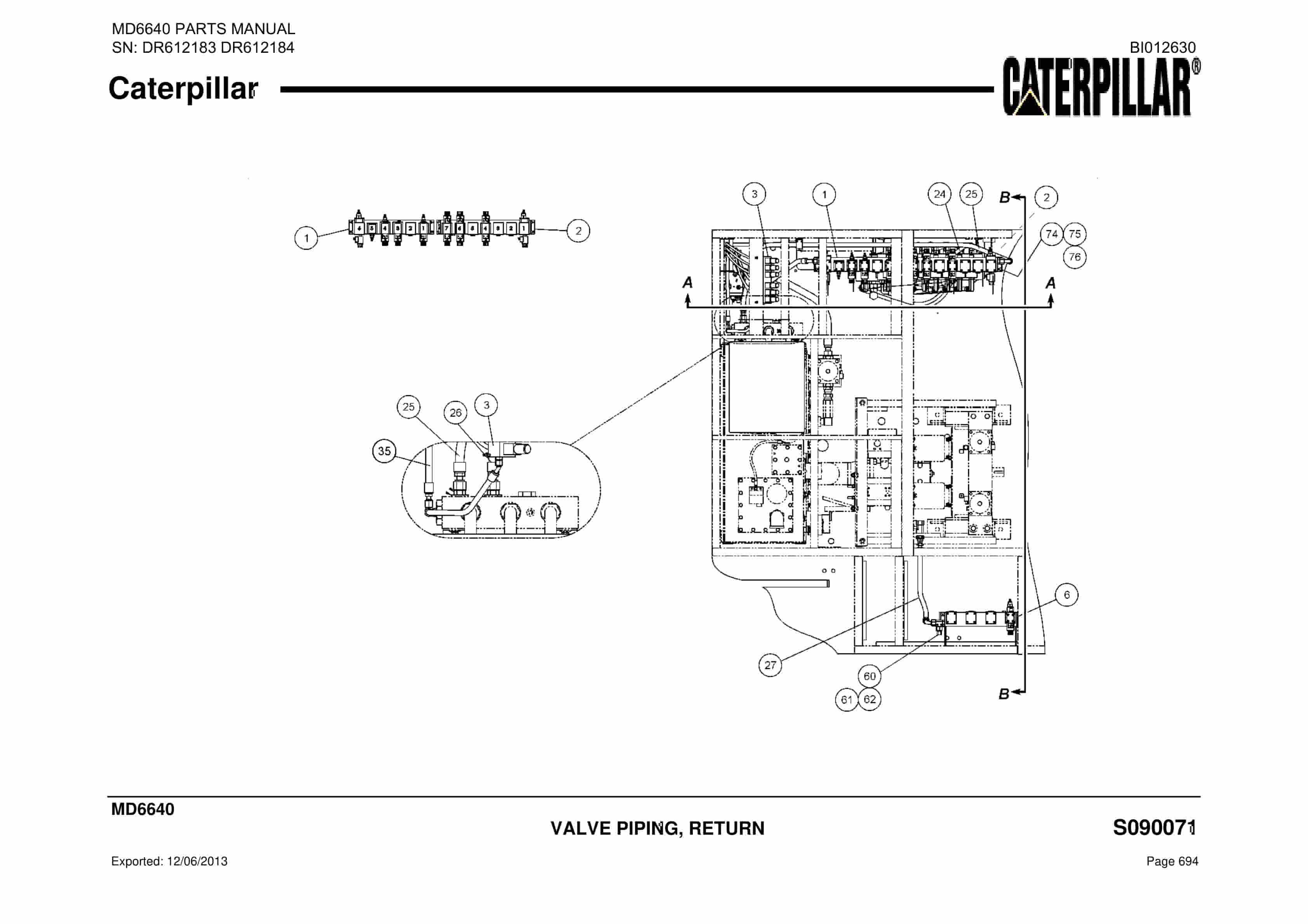Caterpillar MD6640 Blast Hole Drill Parts Manual BI012630-3