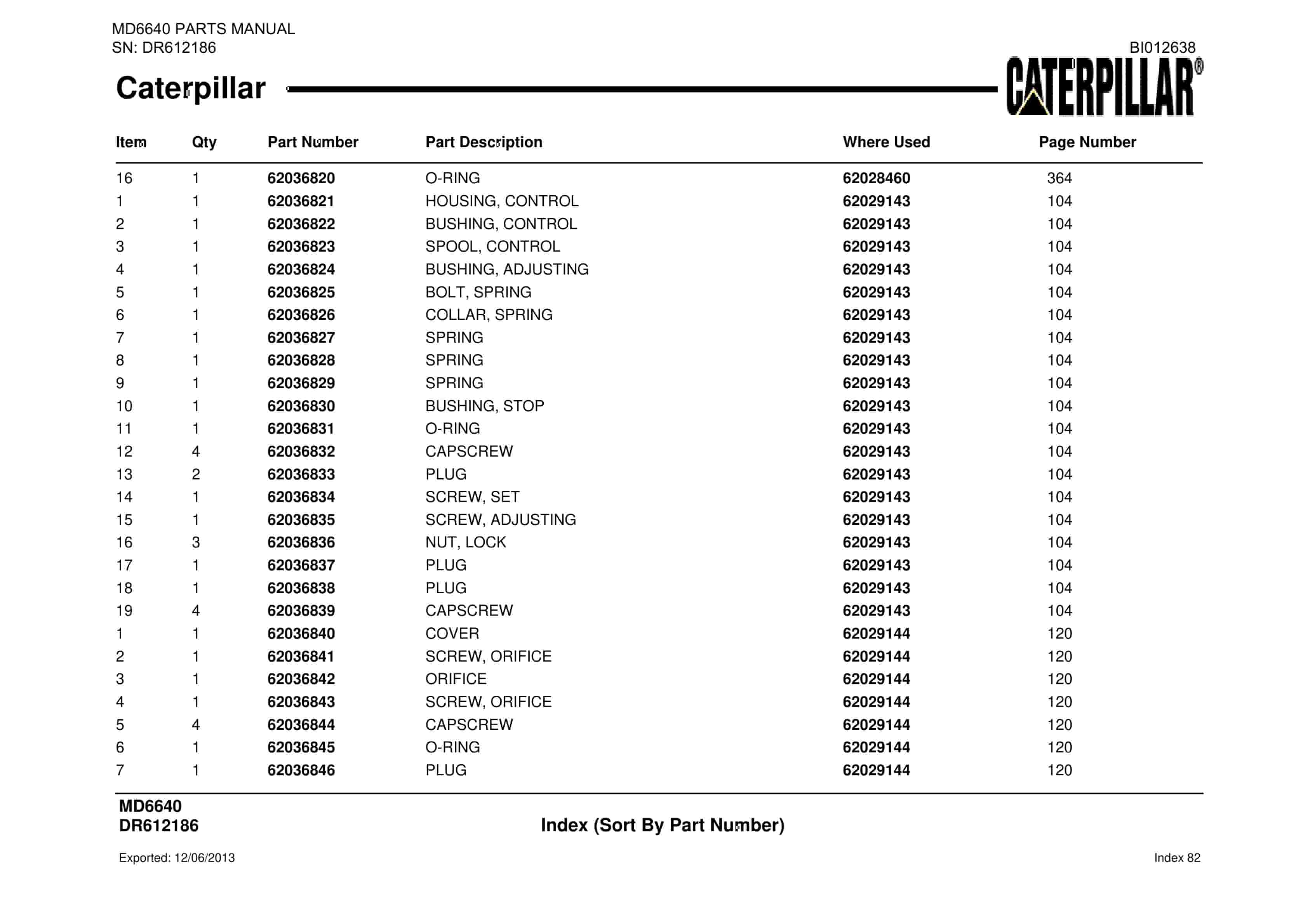 Caterpillar MD6640 Blast Hole Drill Parts Manual BI012638-4