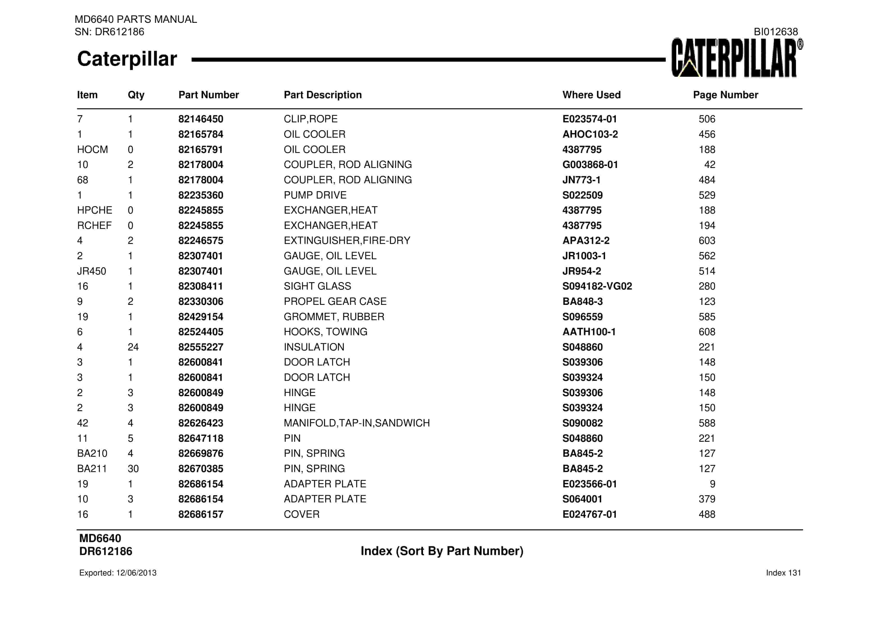 Caterpillar MD6640 Blast Hole Drill Parts Manual BI012638-5