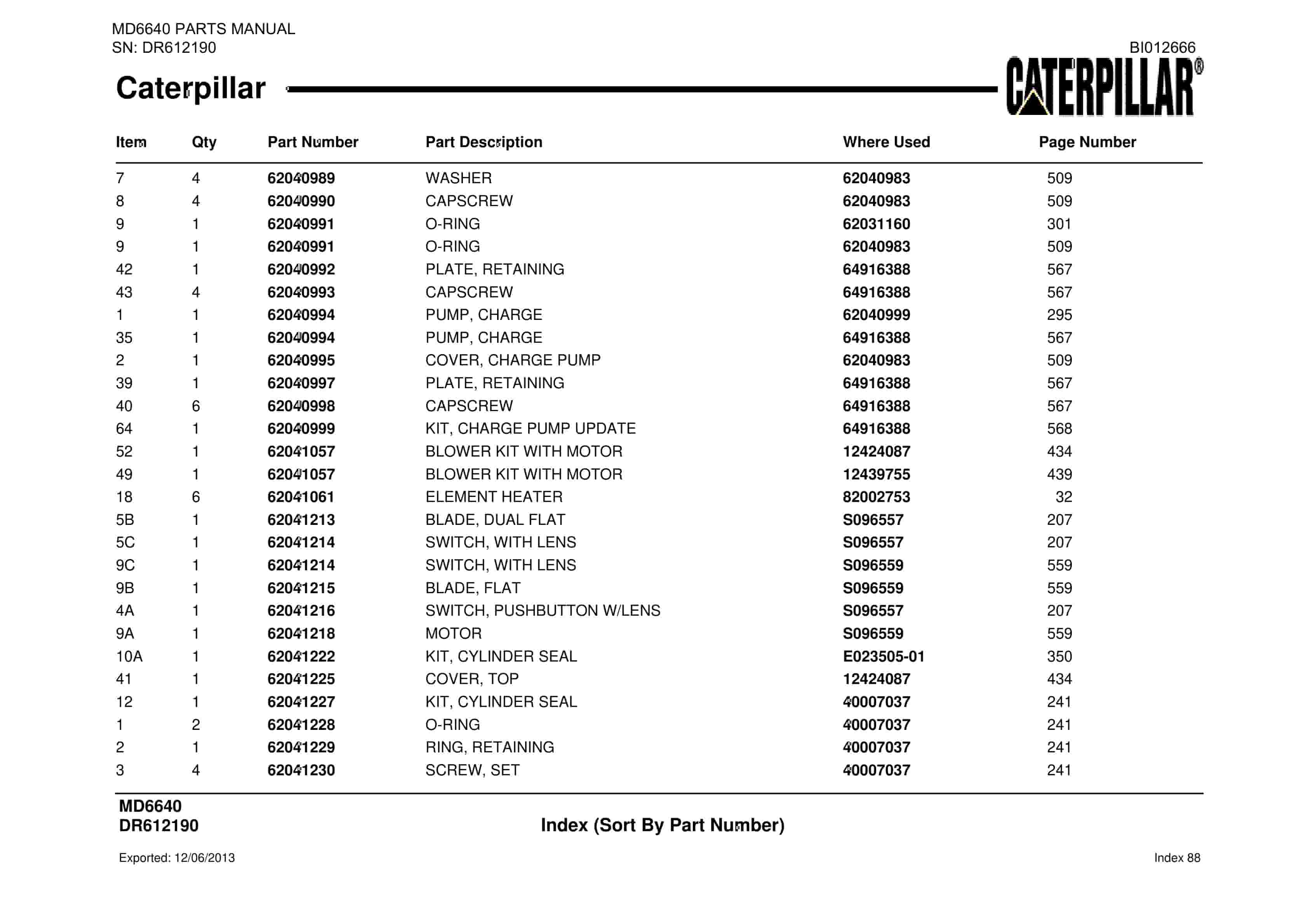Caterpillar MD6640 Blast Hole Drill Parts Manual BI012666-4