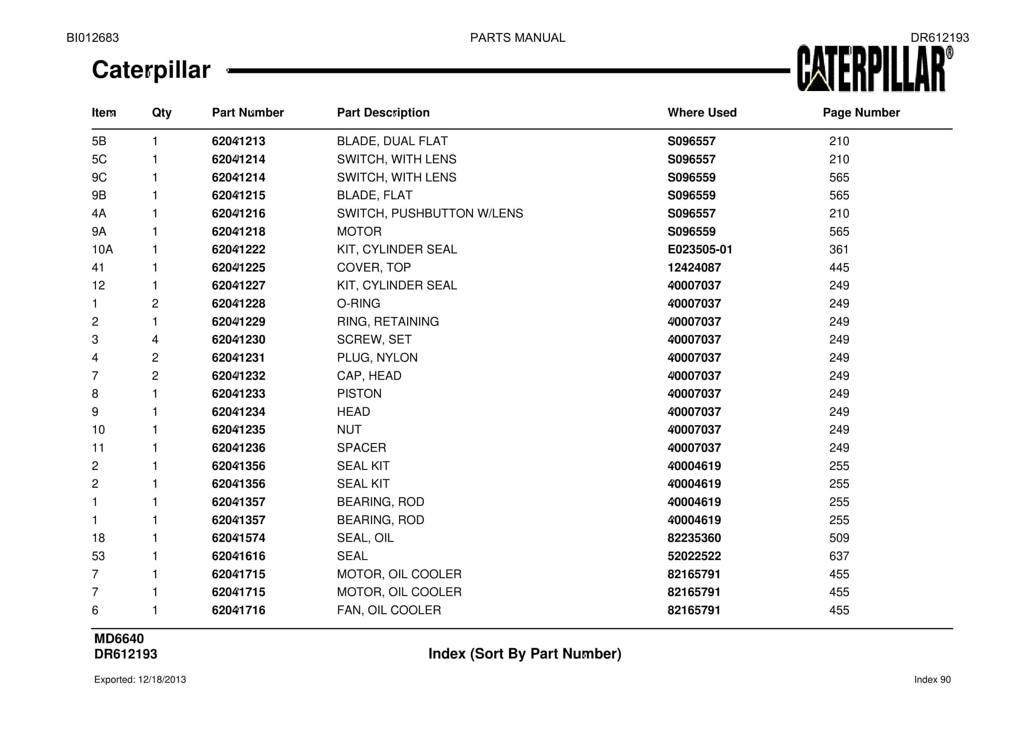 Caterpillar MD6640 Blast Hole Drill Parts Manual BI012683-4