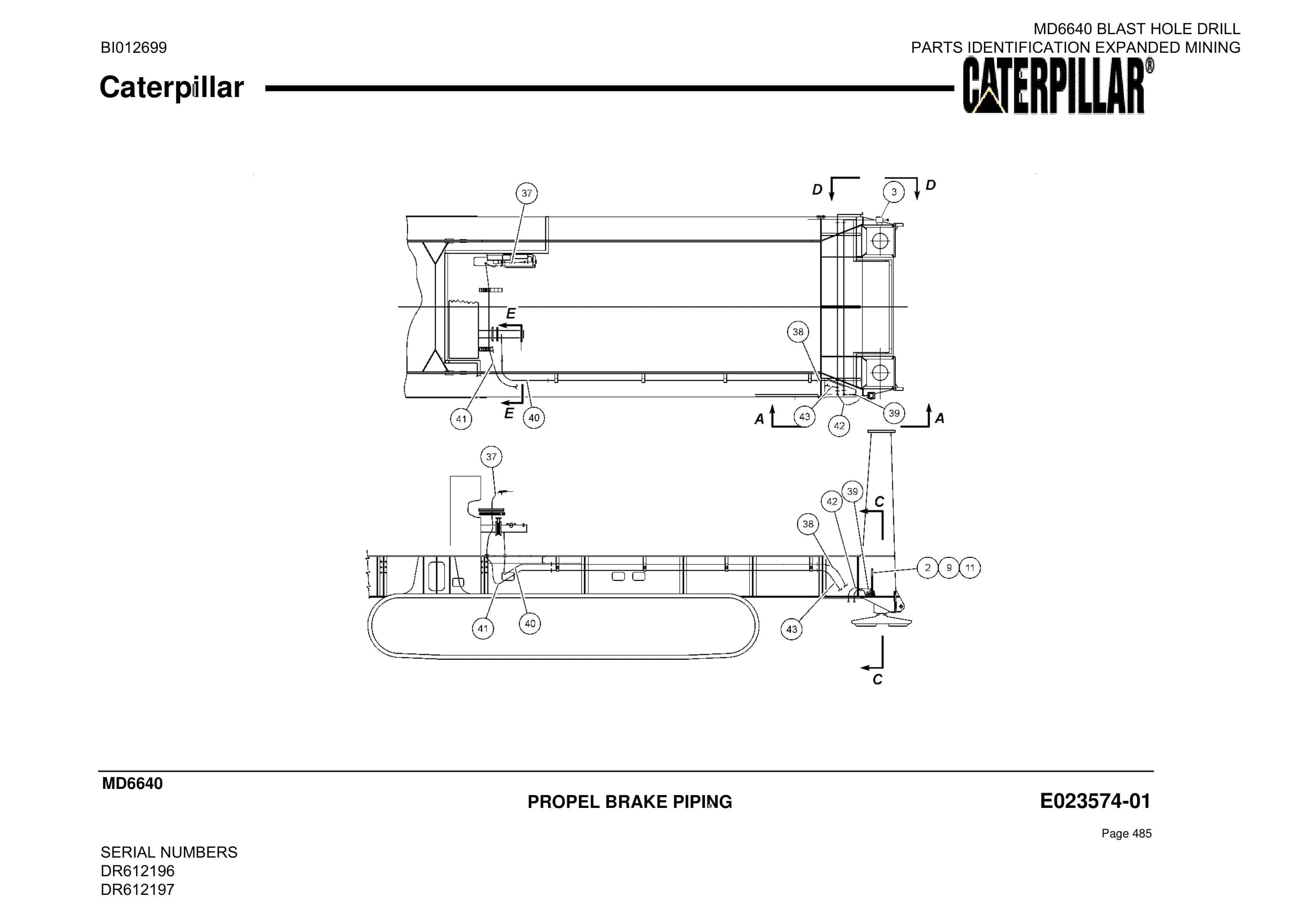 Caterpillar MD6640 Blast Hole Drill Parts Manual BI012699-2