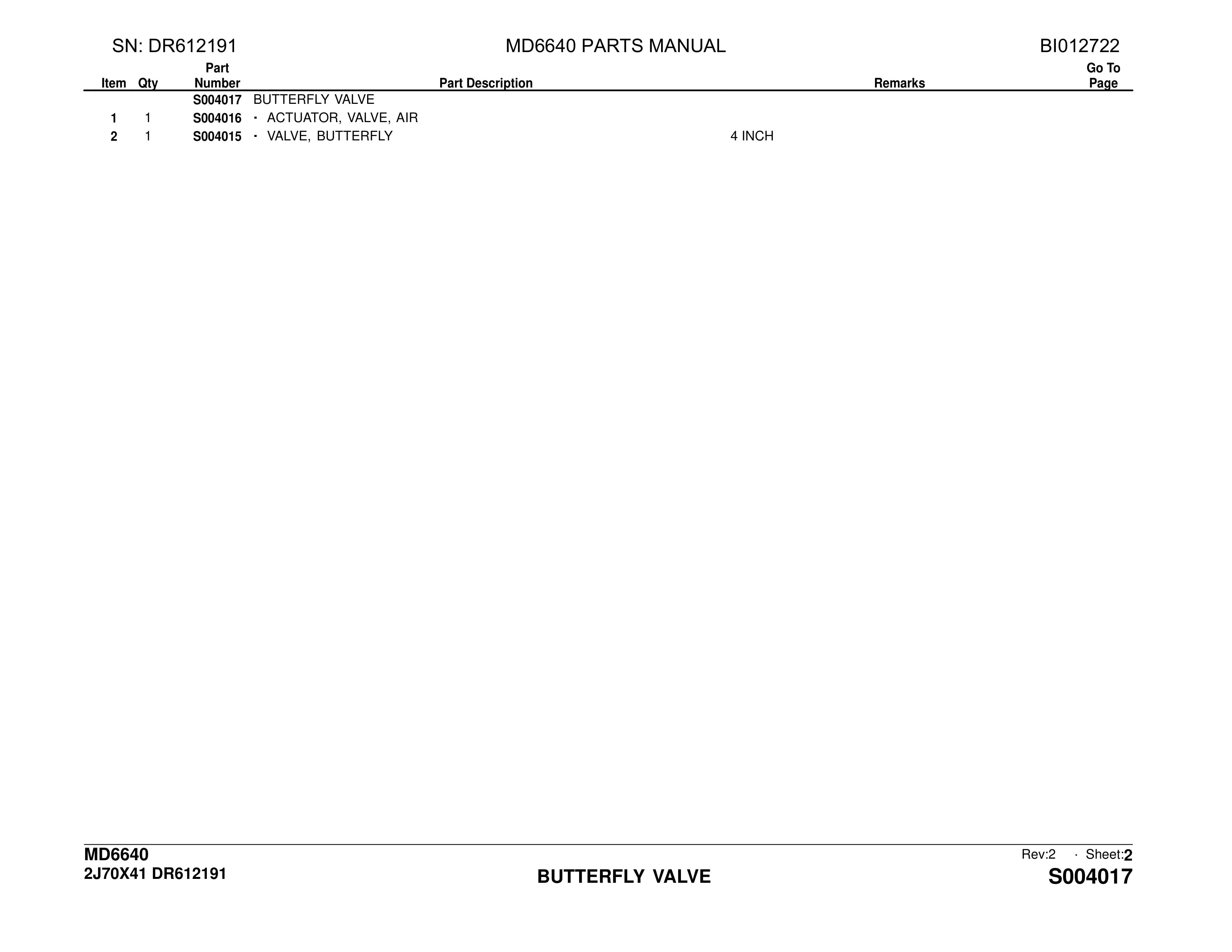 Caterpillar MD6640 Blast Hole Drill Parts Manual BI012722-2