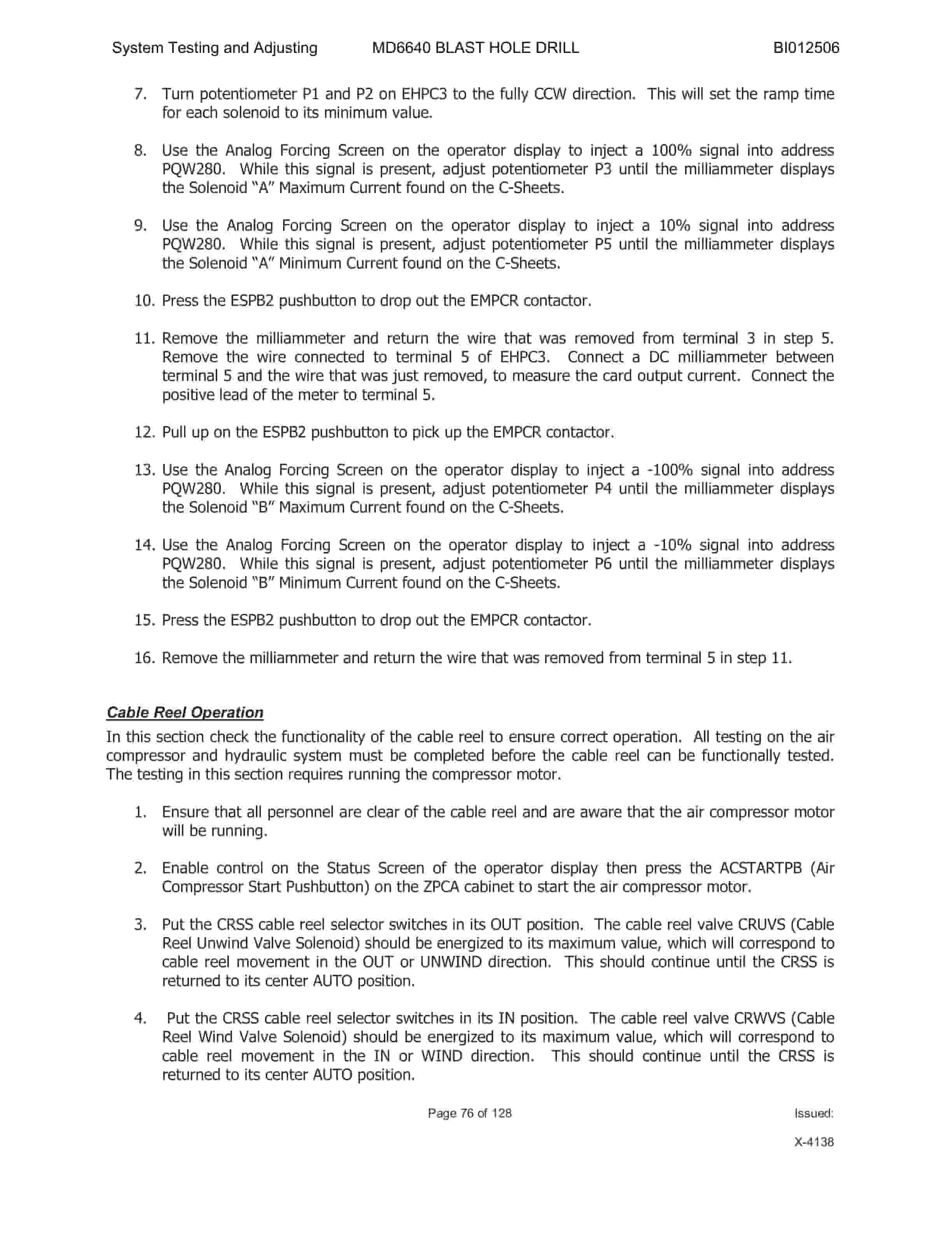Caterpillar MD6640 Blast Hole Drill System Operation, Testing And Adjusting Manual BI012506 Vol 1-2