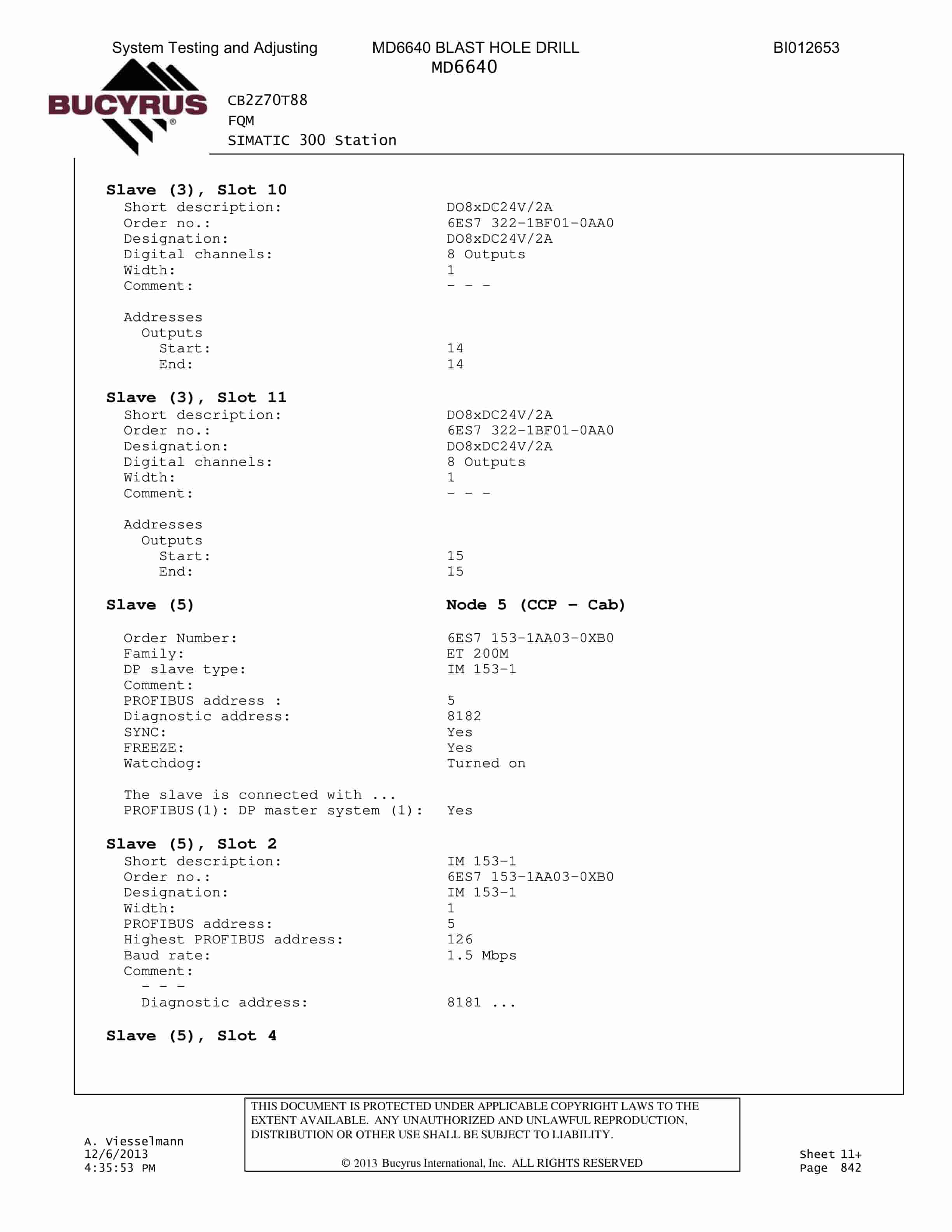 Caterpillar MD6640 Blast Hole Drill System Operation, Testing And Adjusting Manual BI012653 Vol 2-3