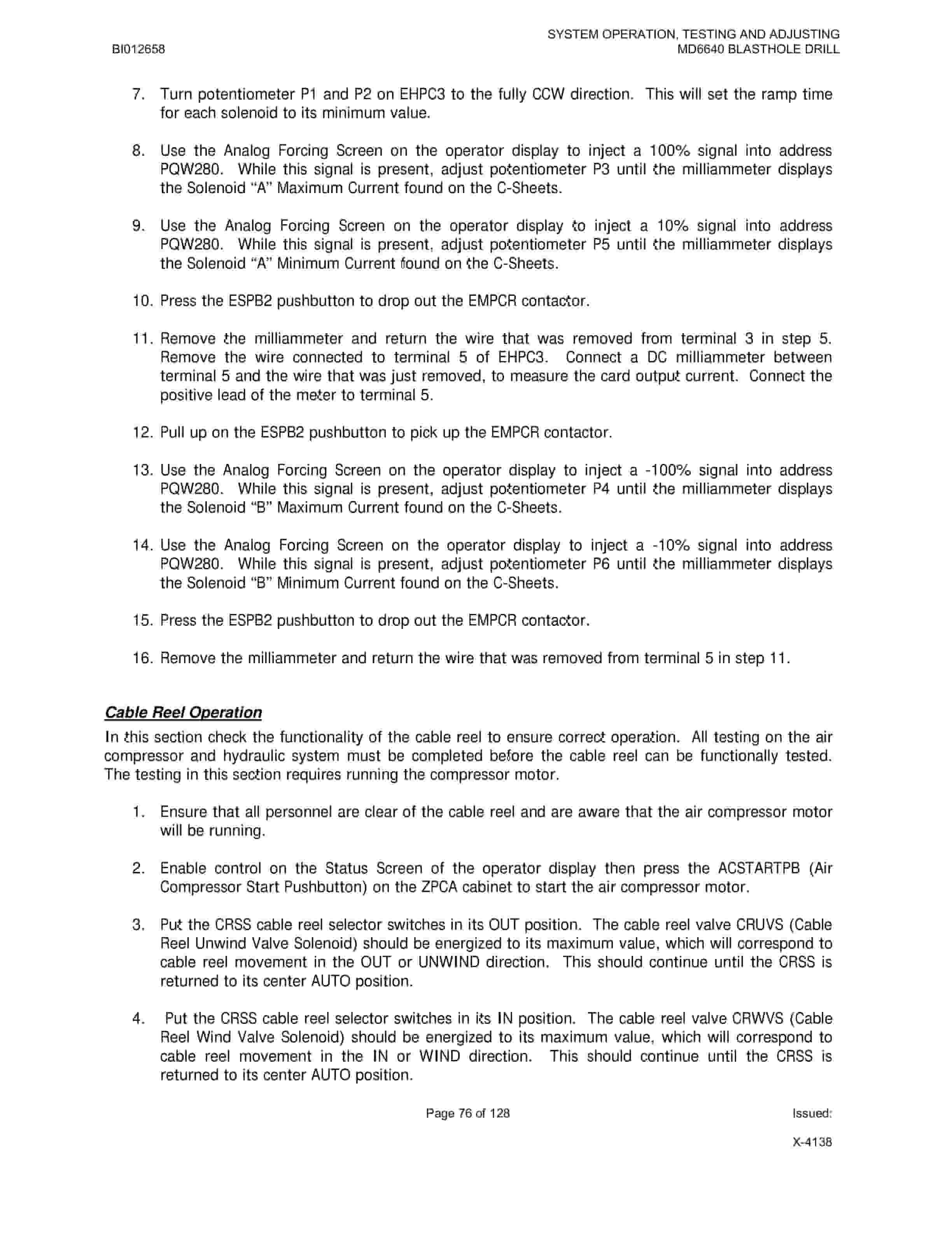 Caterpillar MD6640 Blast Hole Drill System Operation, Testing And Adjusting Manual BI012658 Vol 1-2