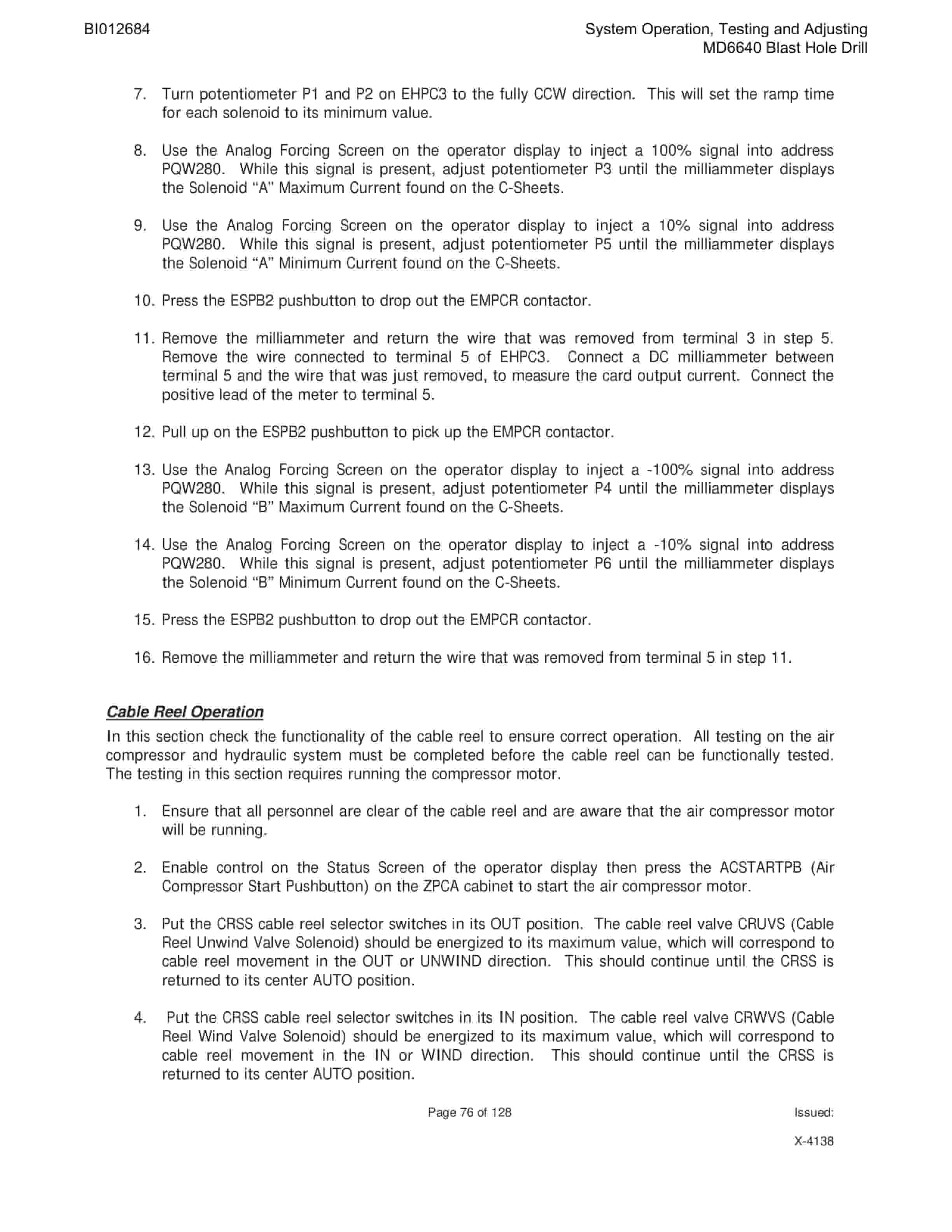 Caterpillar MD6640 Blast Hole Drill System Operation, Testing And Adjusting Manual BI012684 Vol 1-2