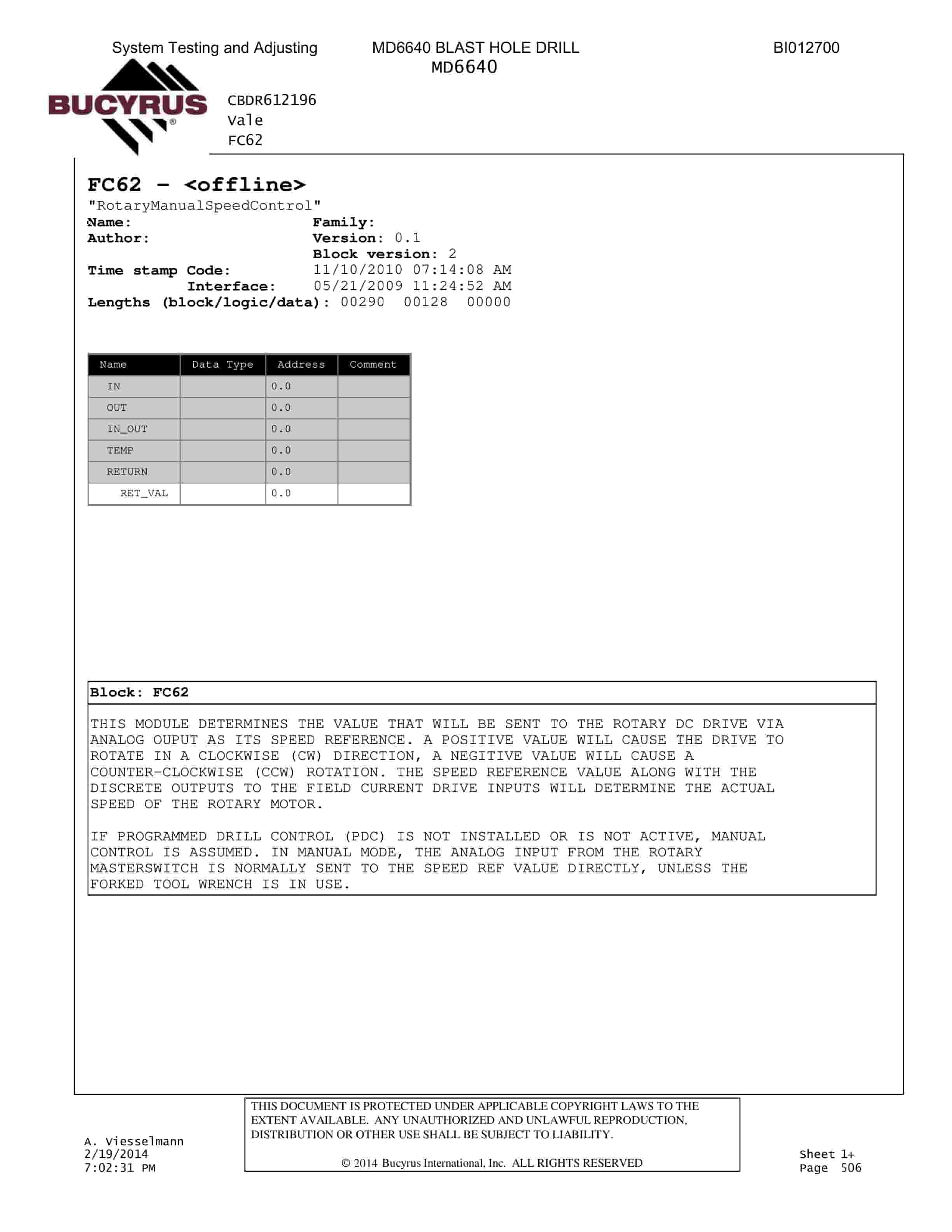 Caterpillar MD6640 Blast Hole Drill System Operation, Testing And Adjusting Manual BI012700 Vol 2-5